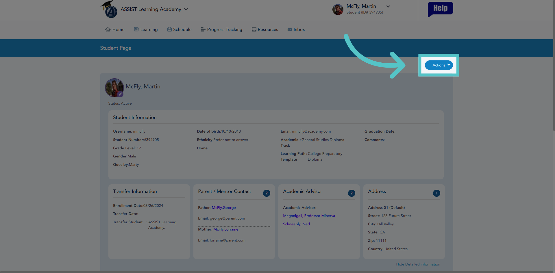Open Actions Menu