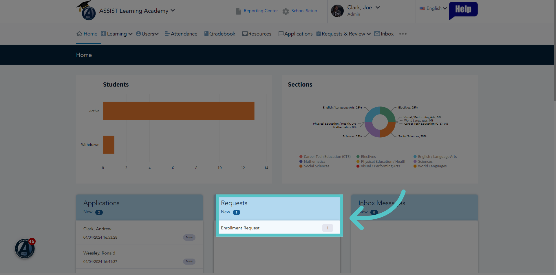 Click 'Enrollment Request'