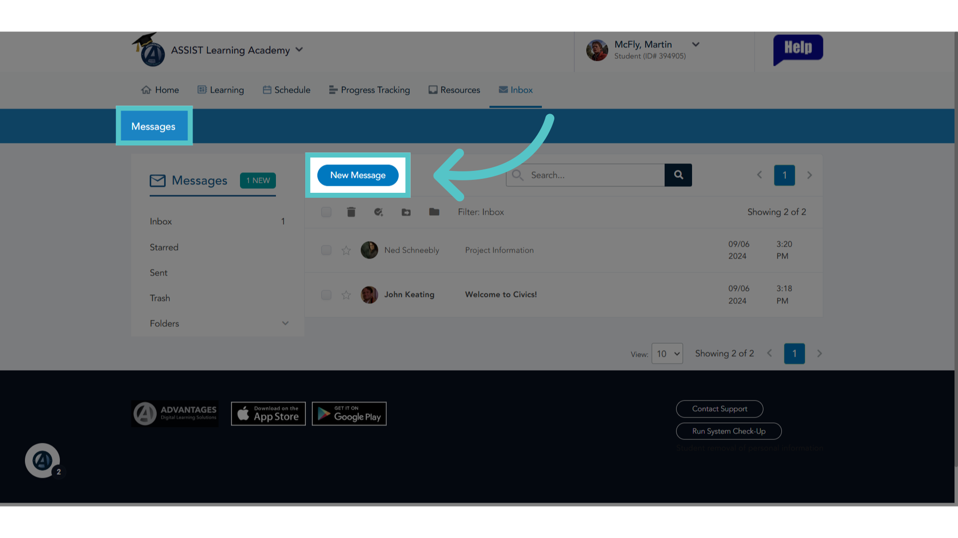 Click 'New Message'