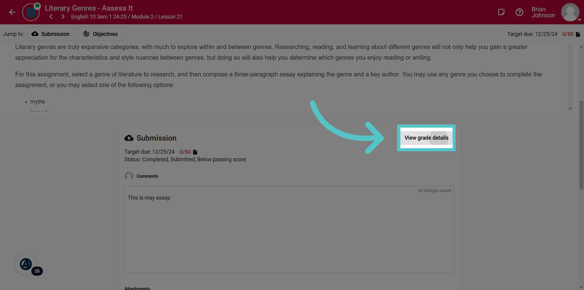 Click 'View grade details'