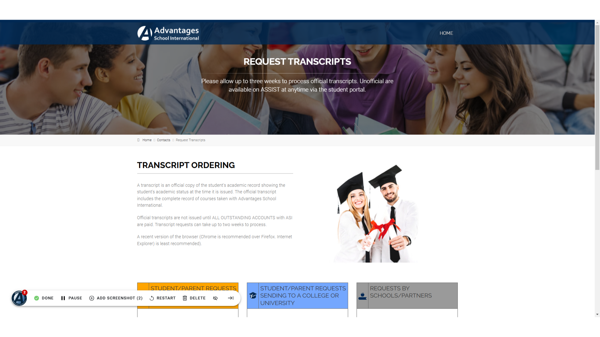 Switch to 'transcript.advantages-dls.com'