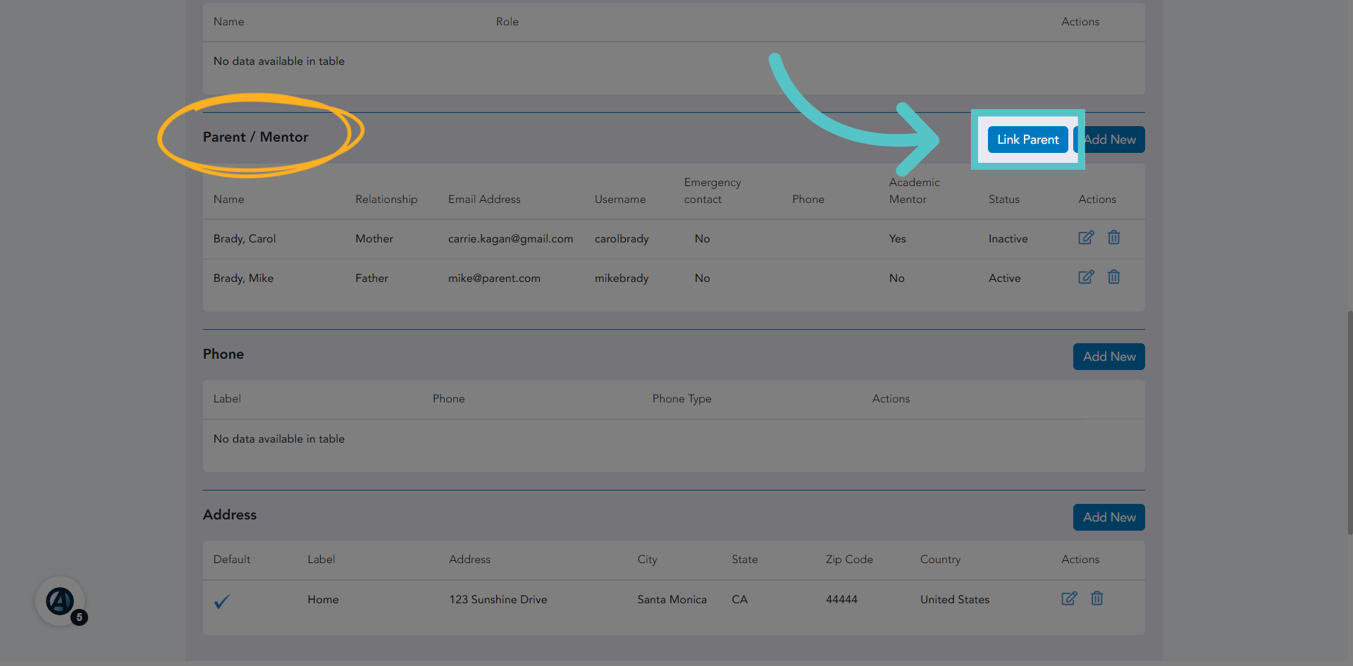 Select Link Parent Feature