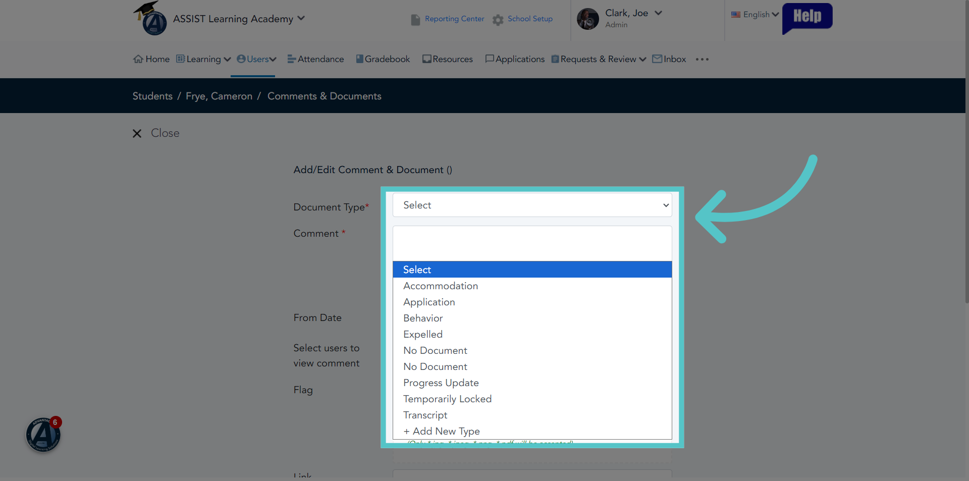 Select Document Type