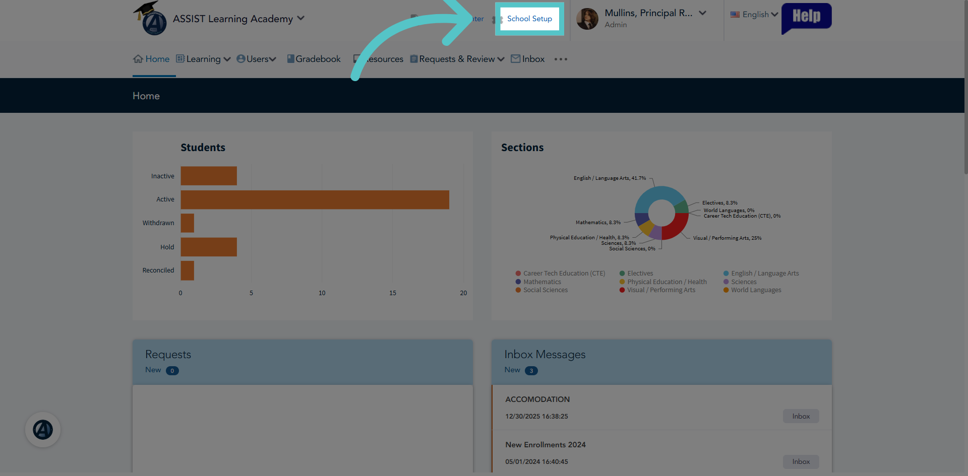 Navigate to School Setup