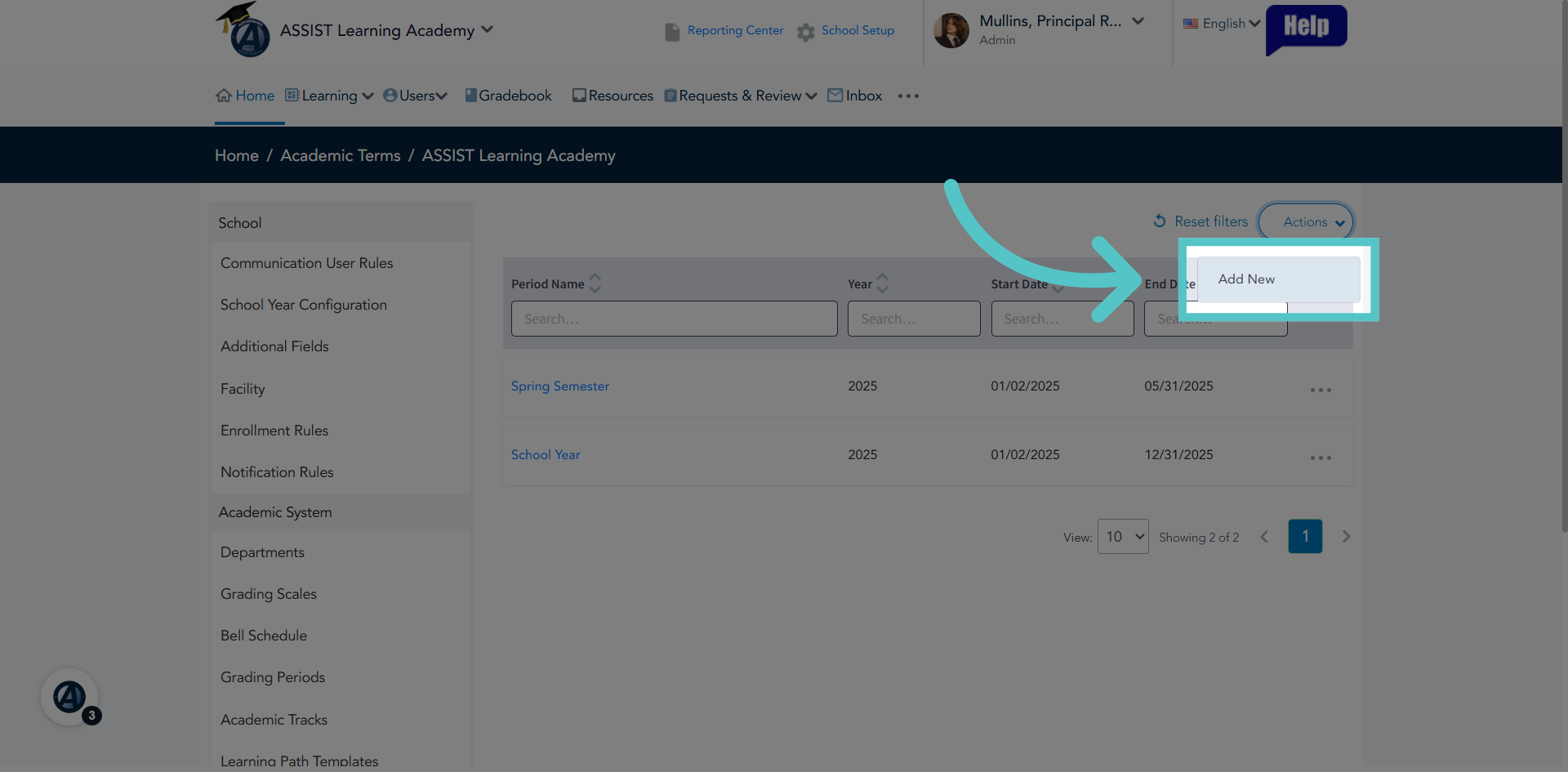 Select Add New Term
