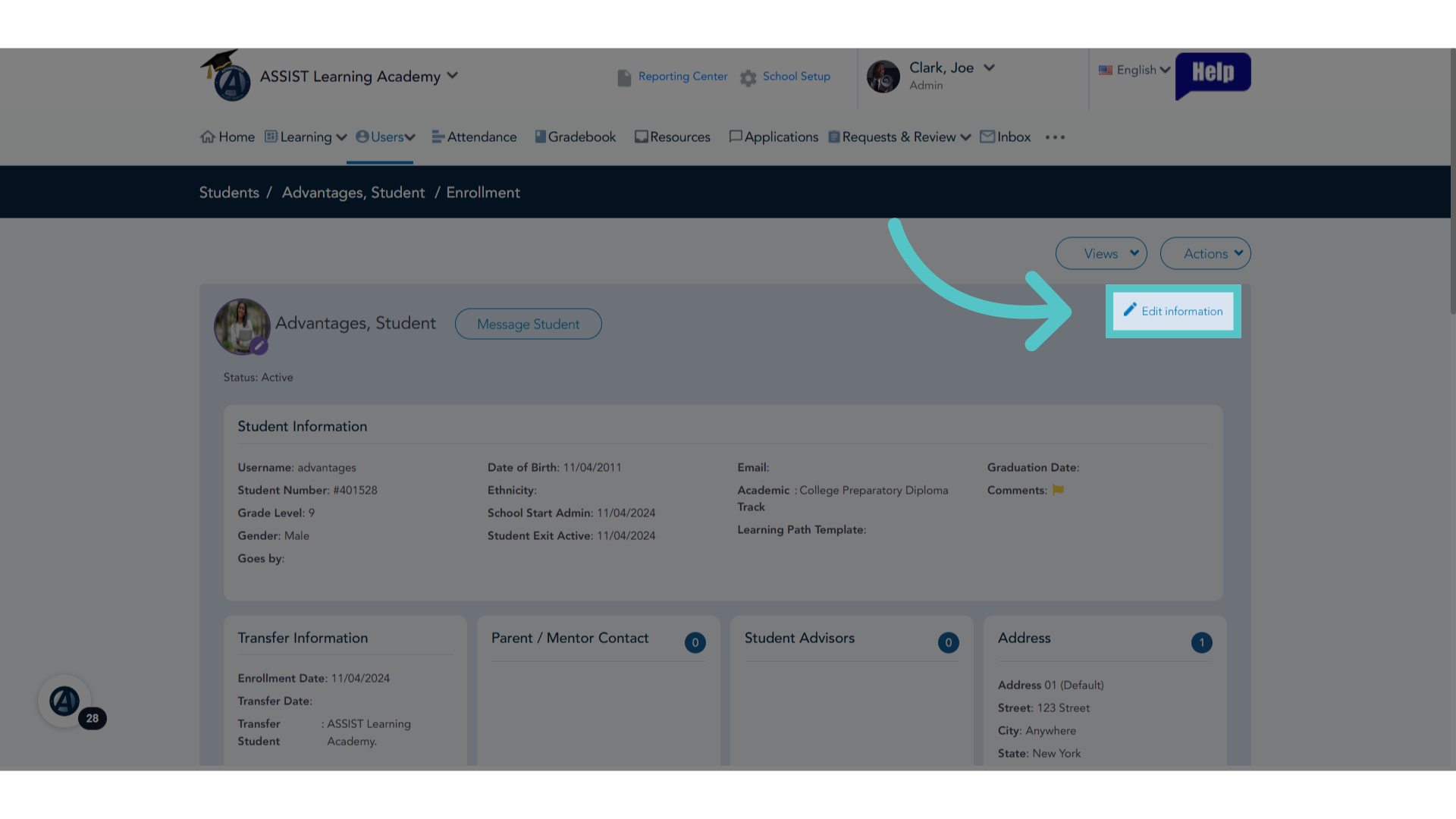 Click 'Edit information'