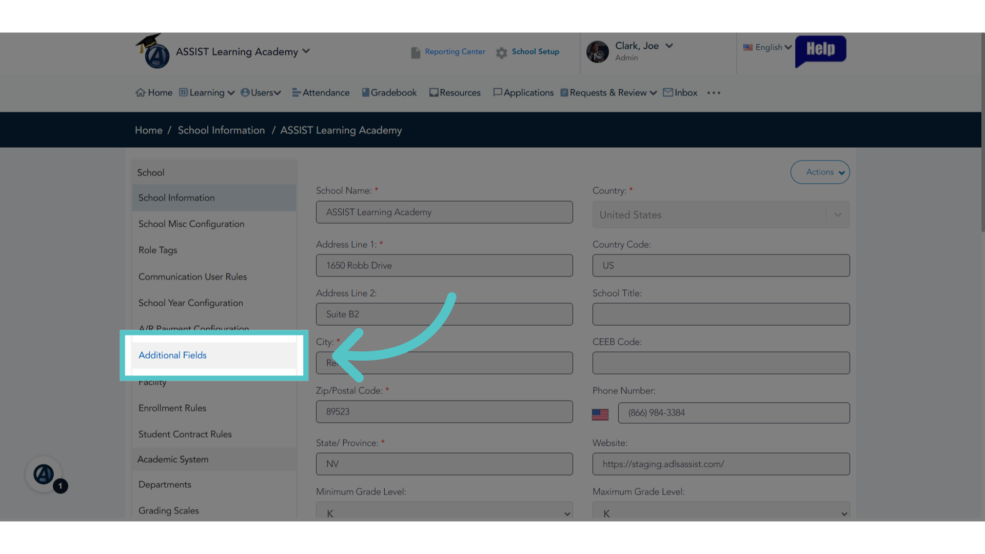 Click 'Additional Fields'