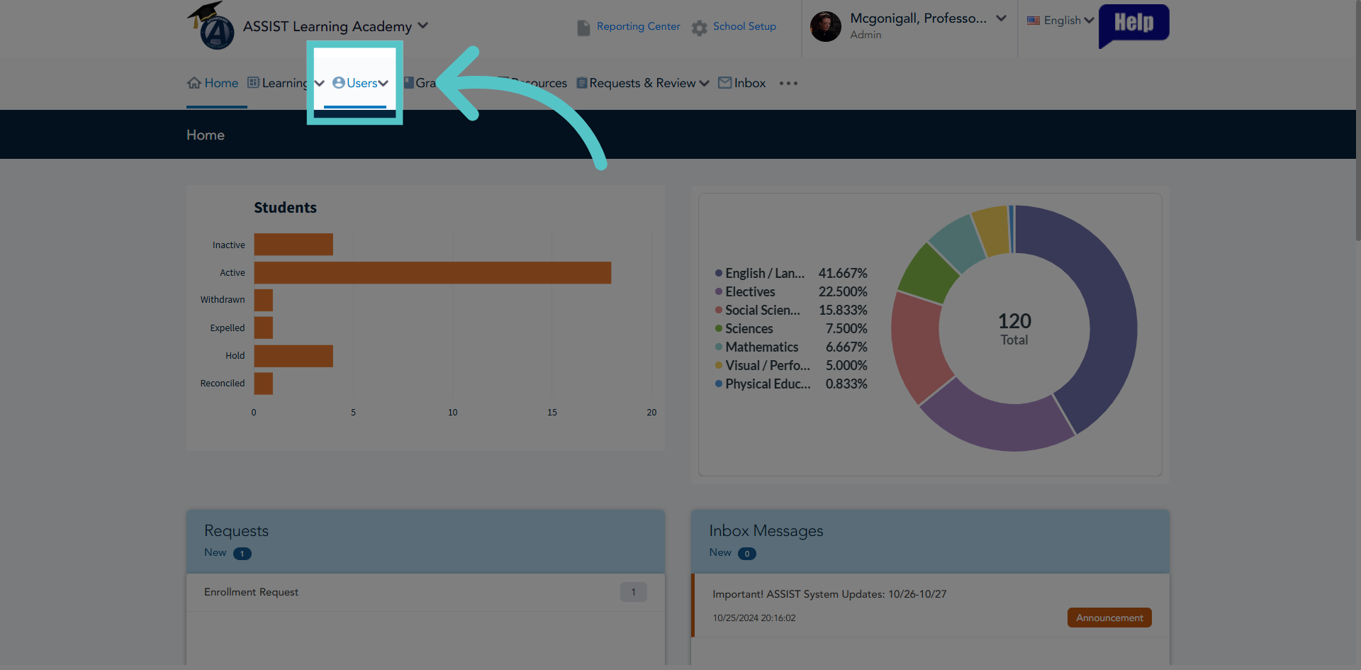 Navigate to Users Section