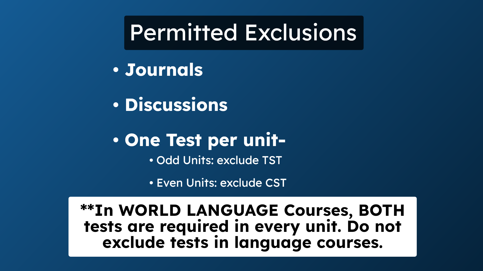 Permitted Exclusions