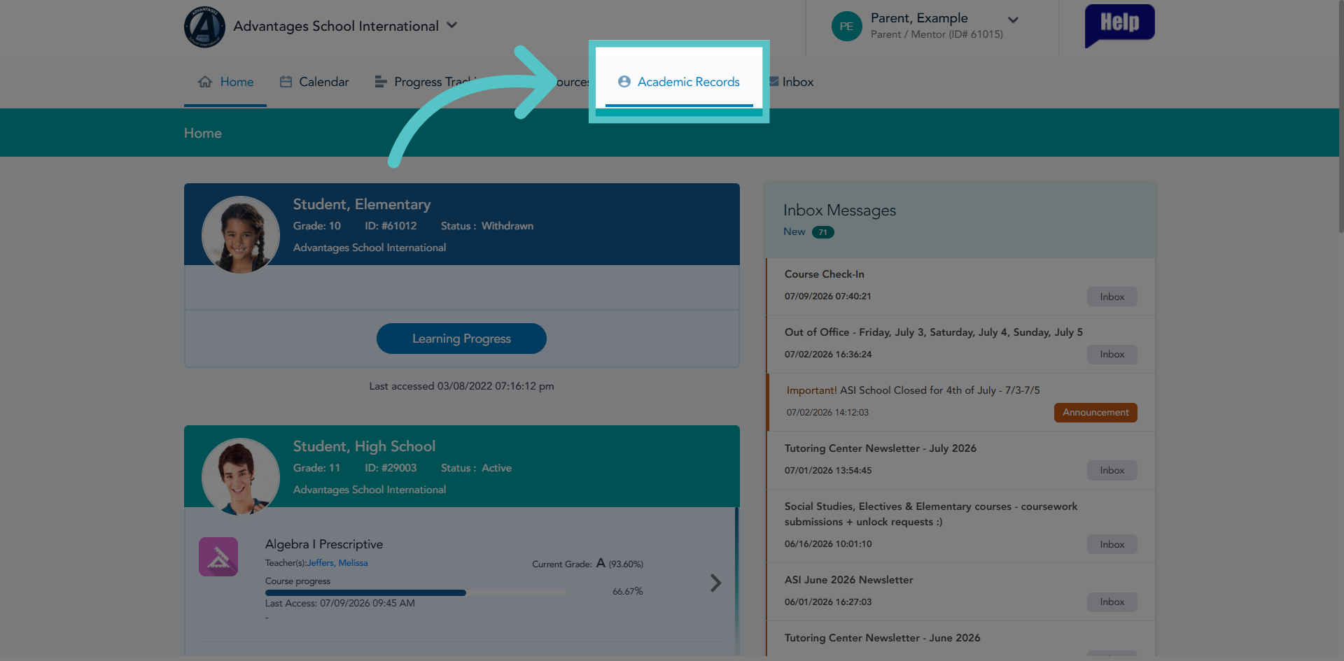 Access Academic Records Section