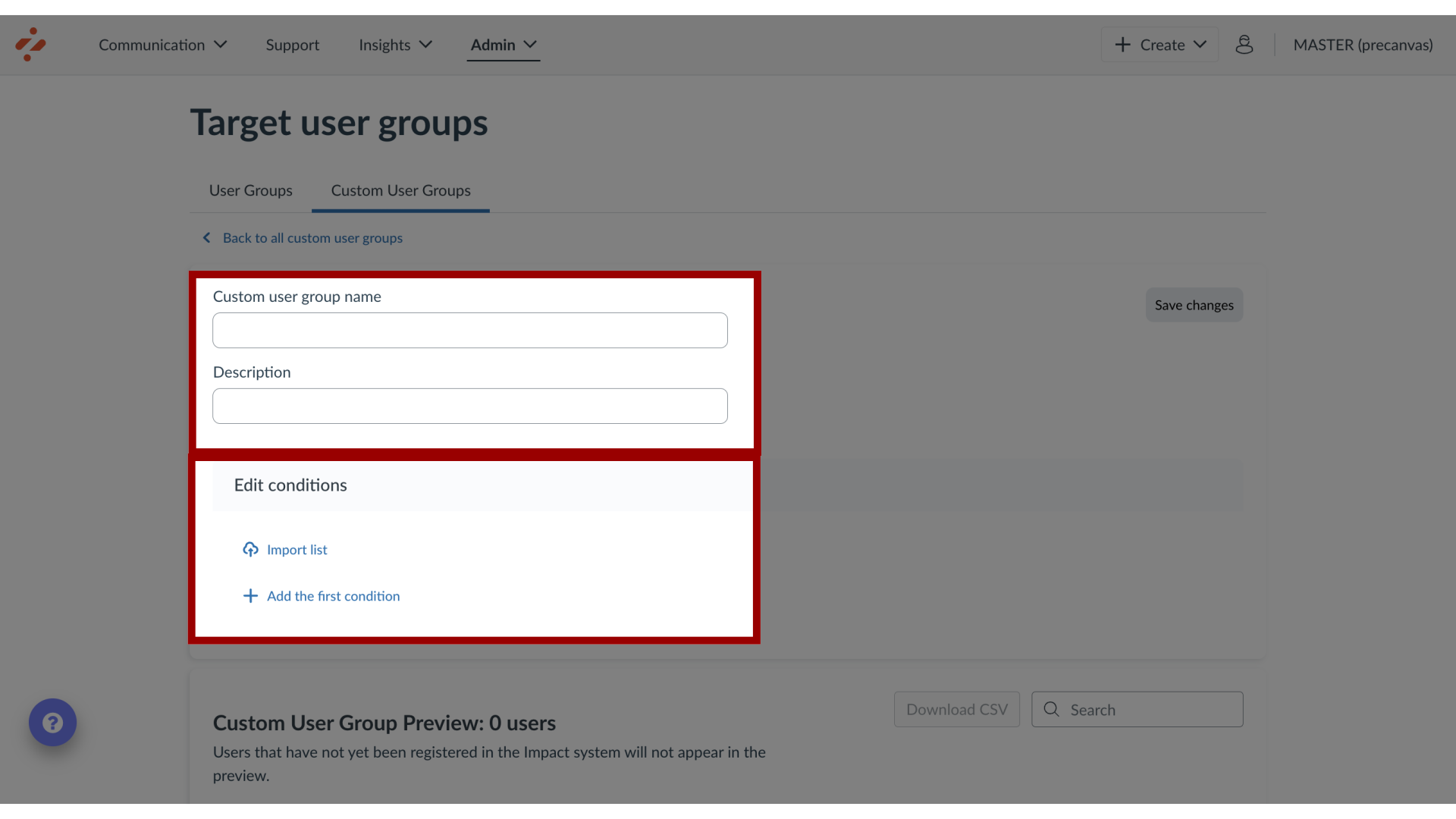 Edit Custom Group Information