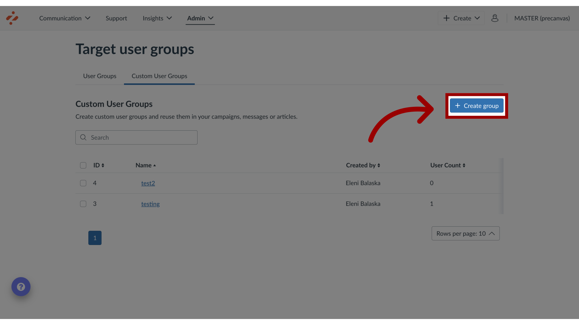 Create New Custom Group