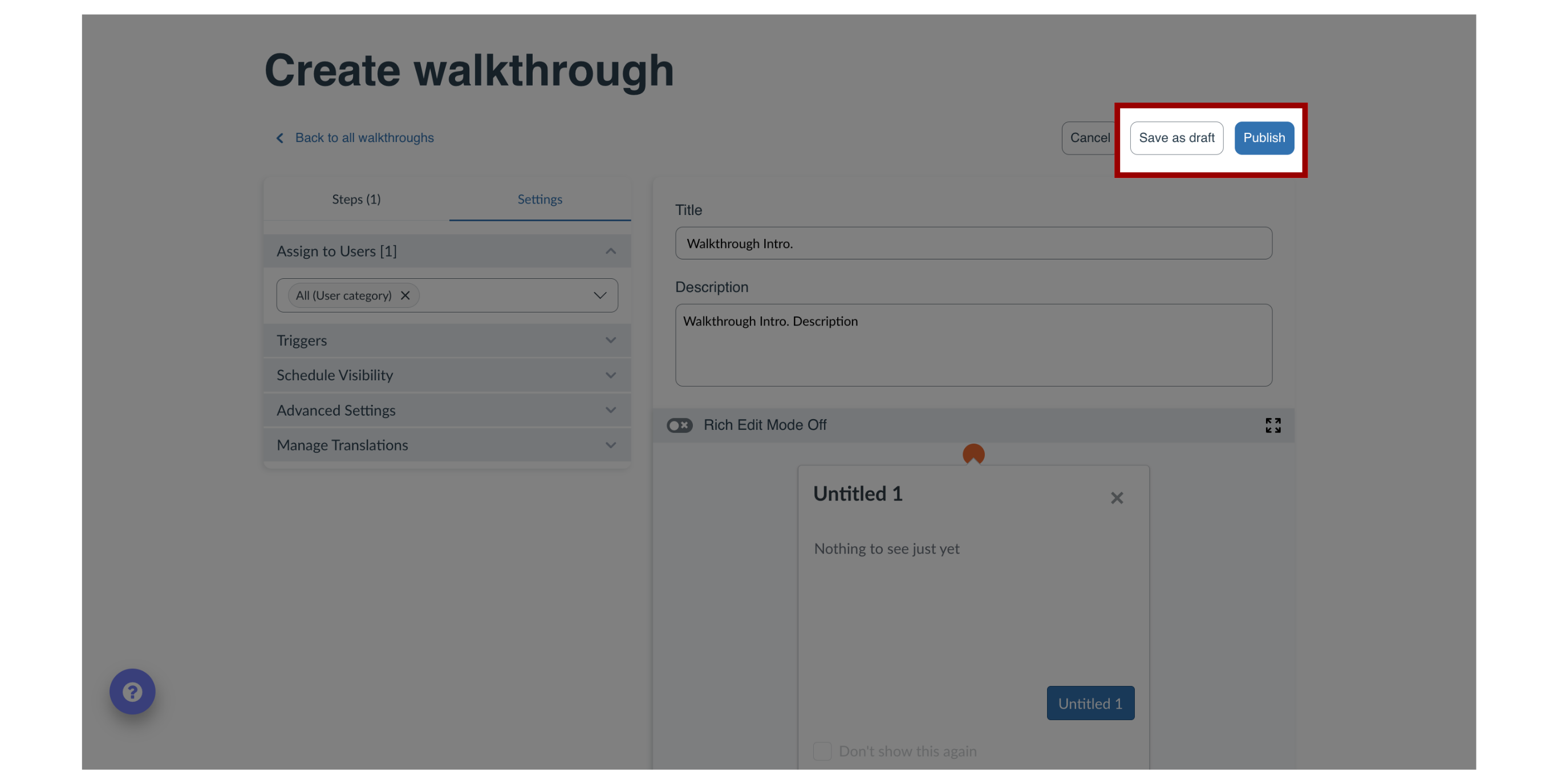 Publish Walkthrough