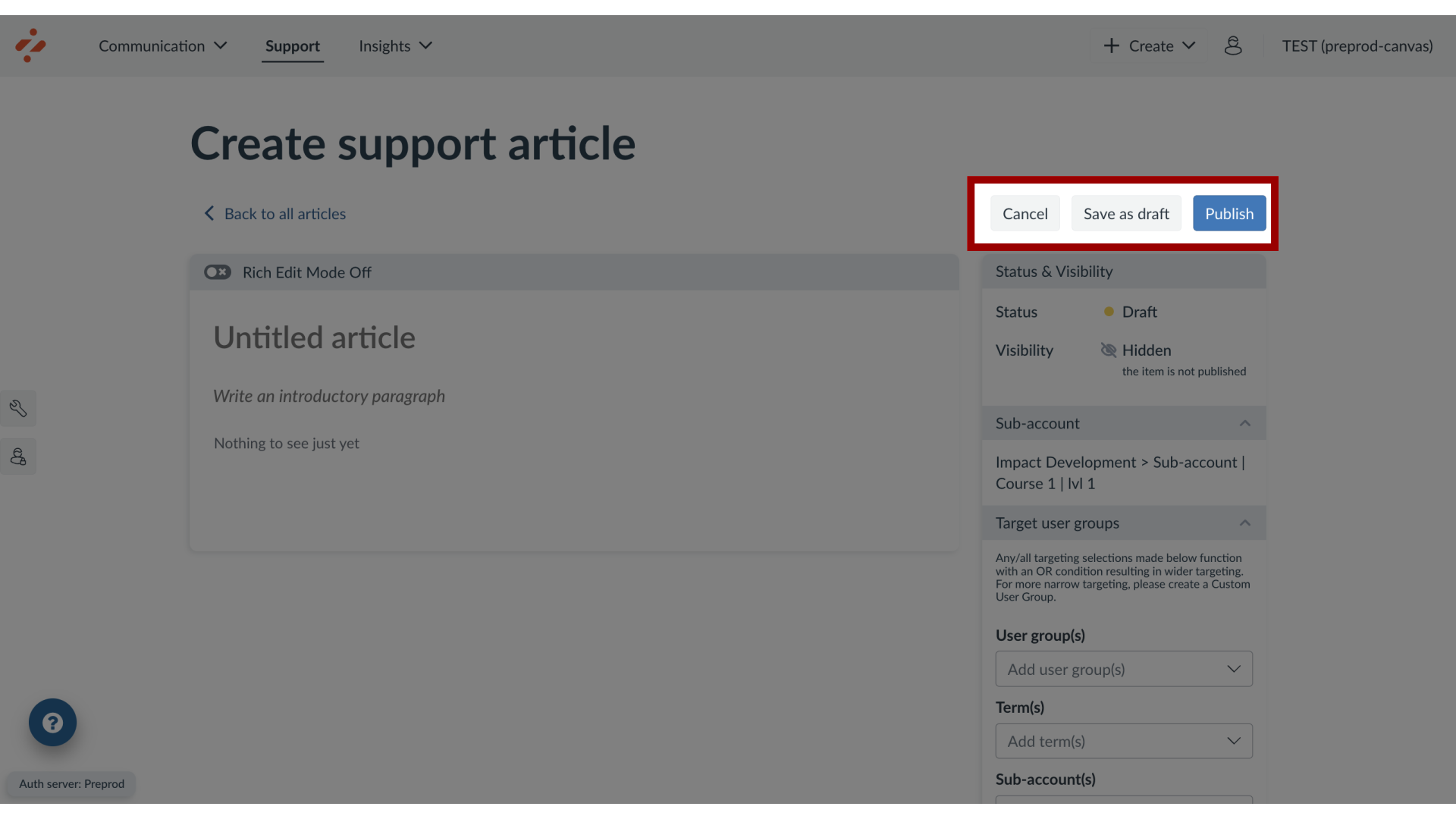 Publish Your Support Article