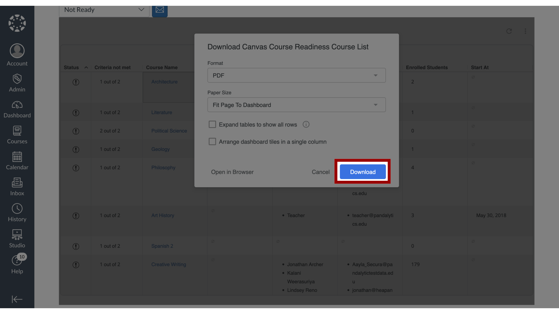 Download Canvas Course Readiness Course List