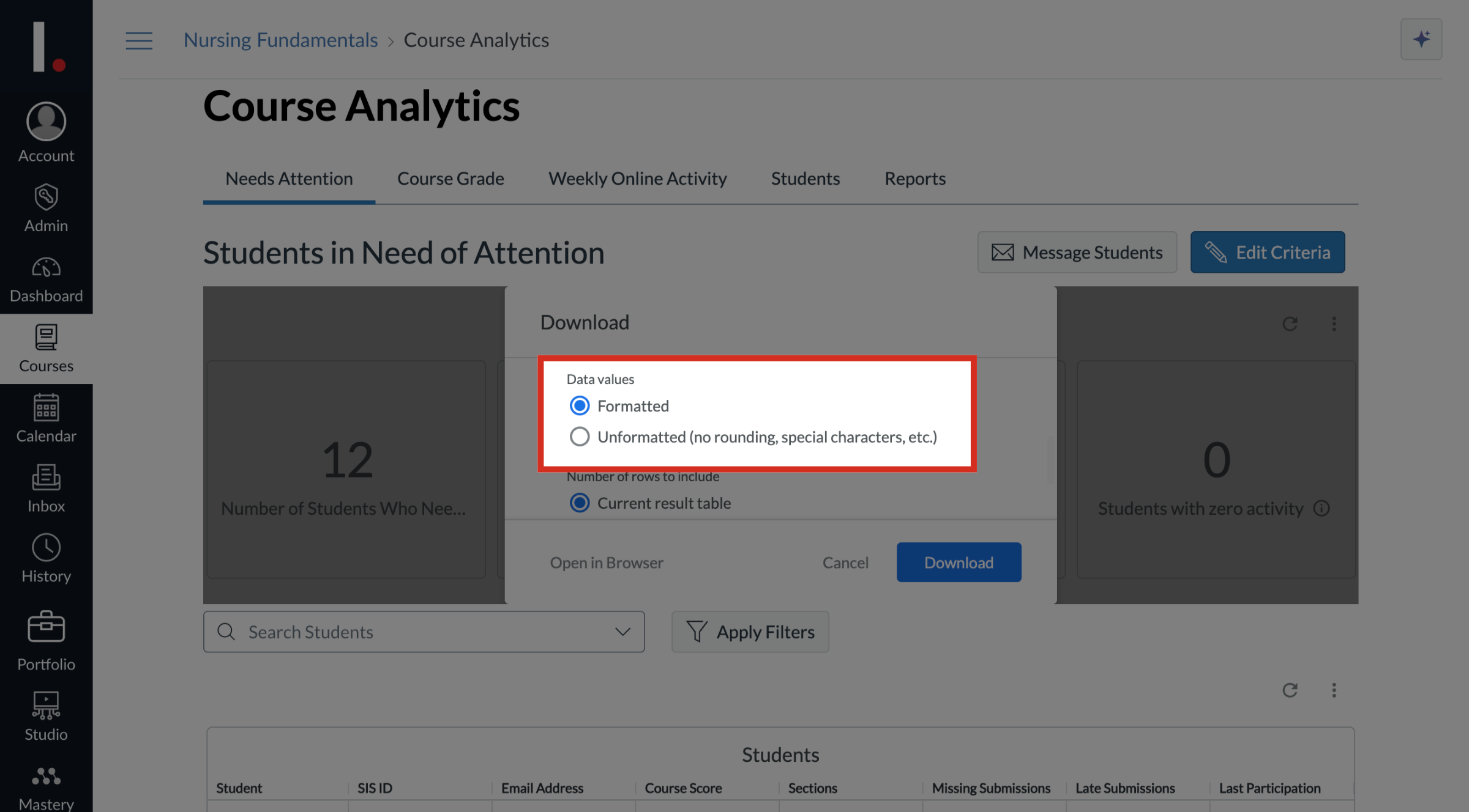 Select Data Values
