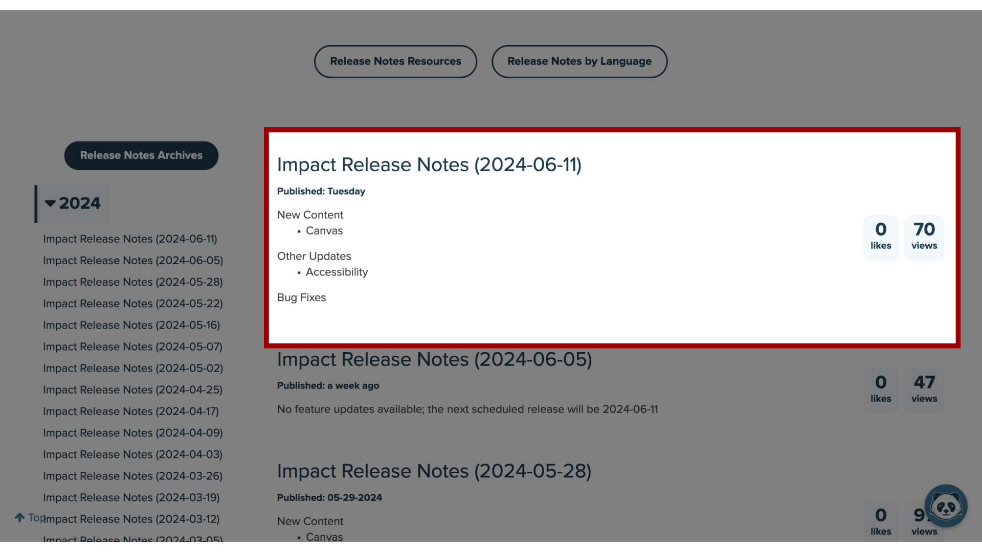 View Impact Release Notes