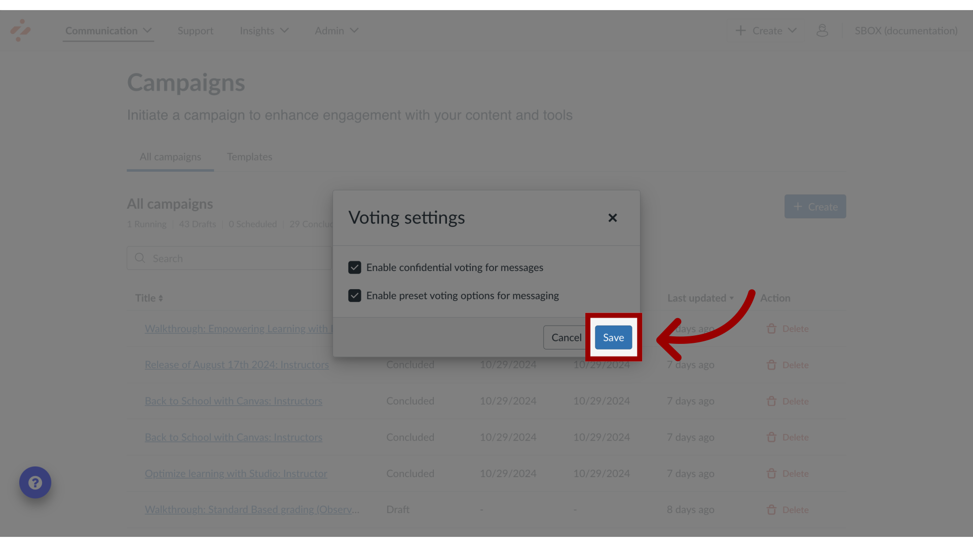 Save Voting Settings