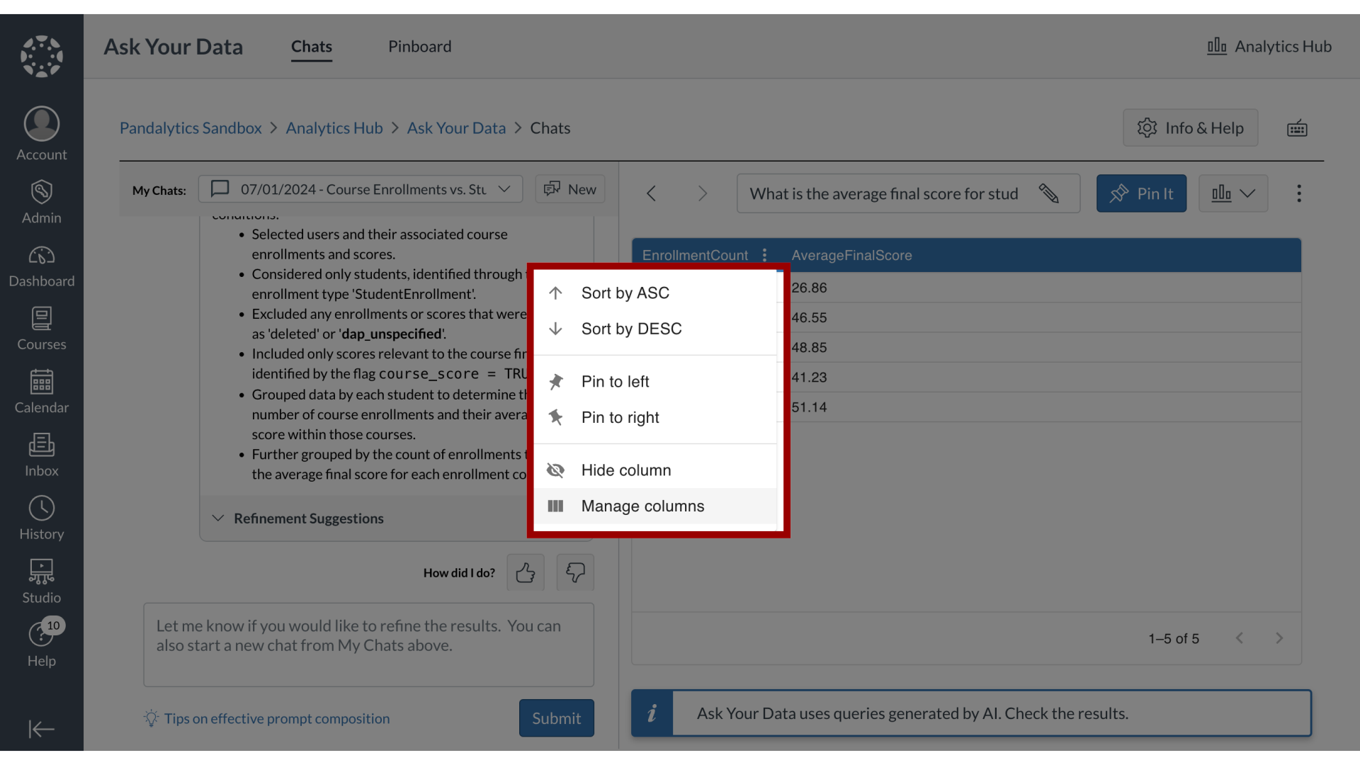 View Column Format Options