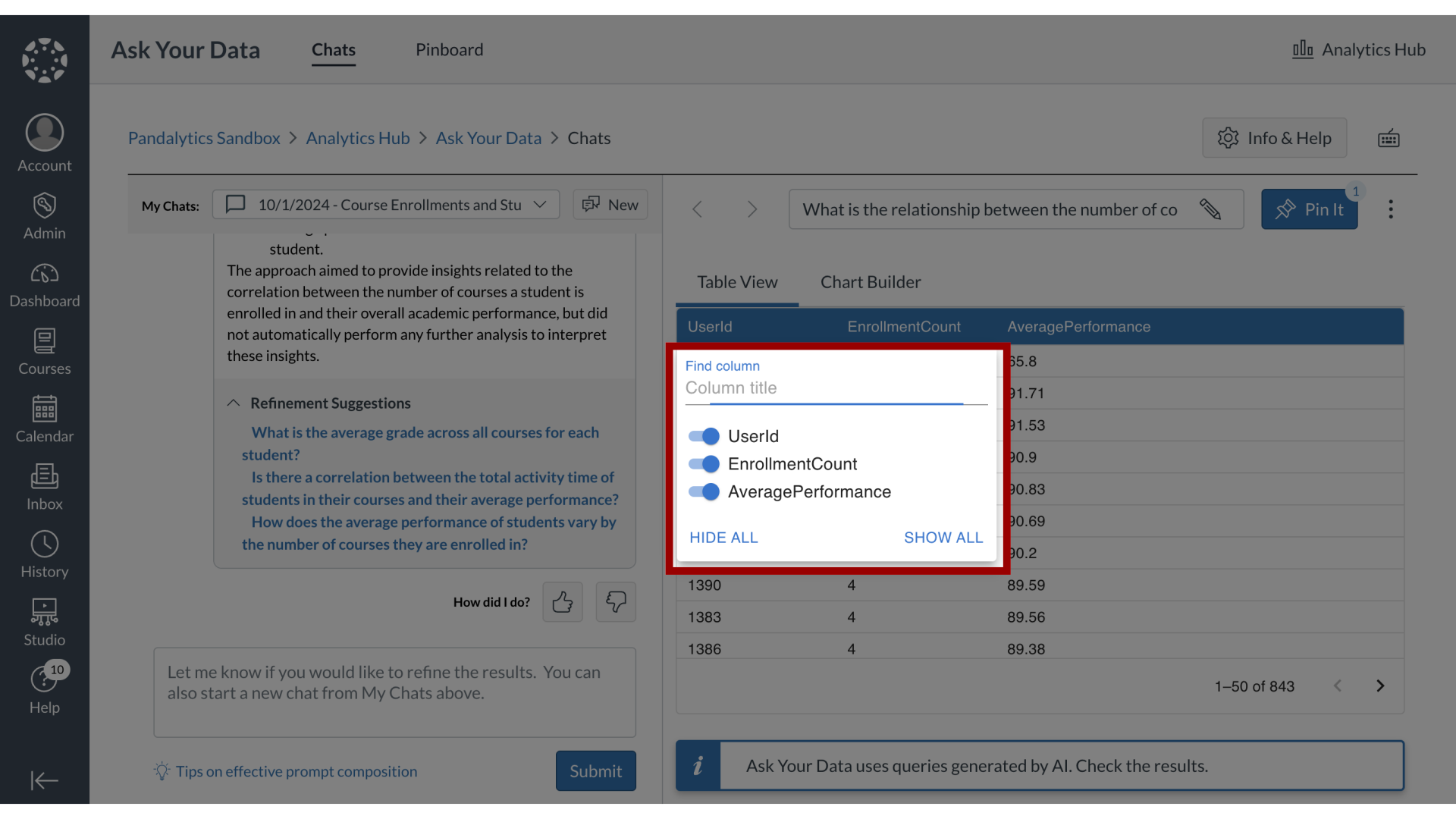 View Manage Column Options