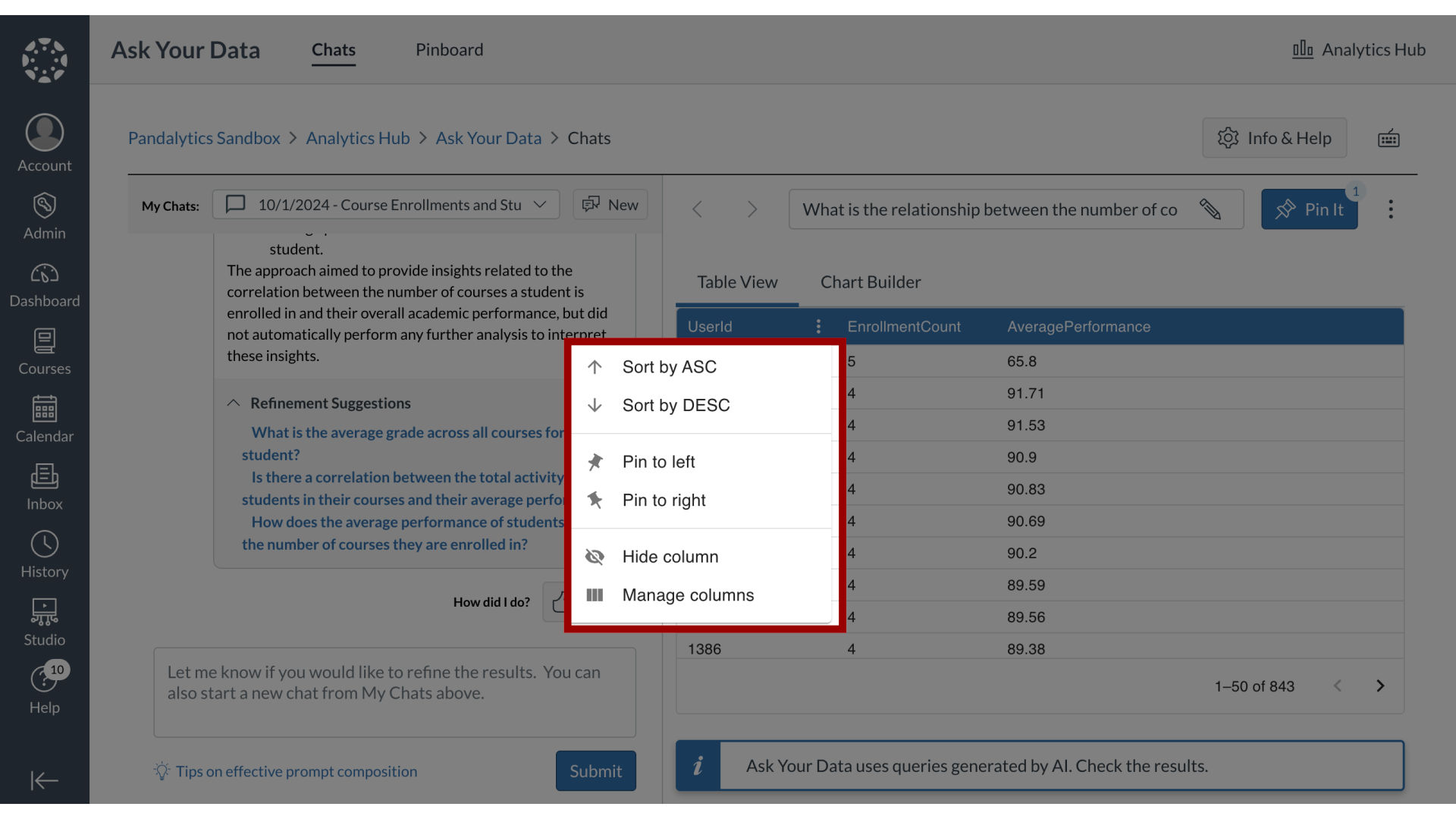 View Column Format Options