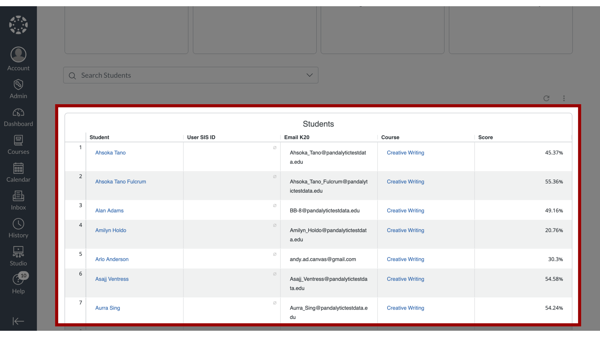 Navigate to Students List