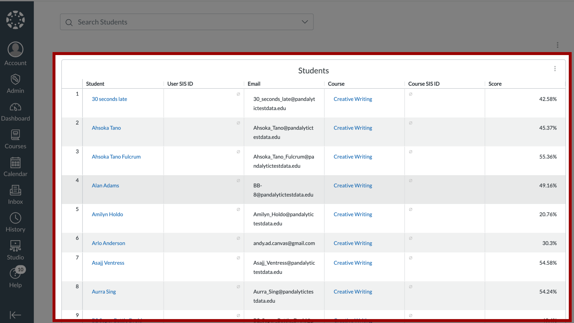 Navigate to Students List