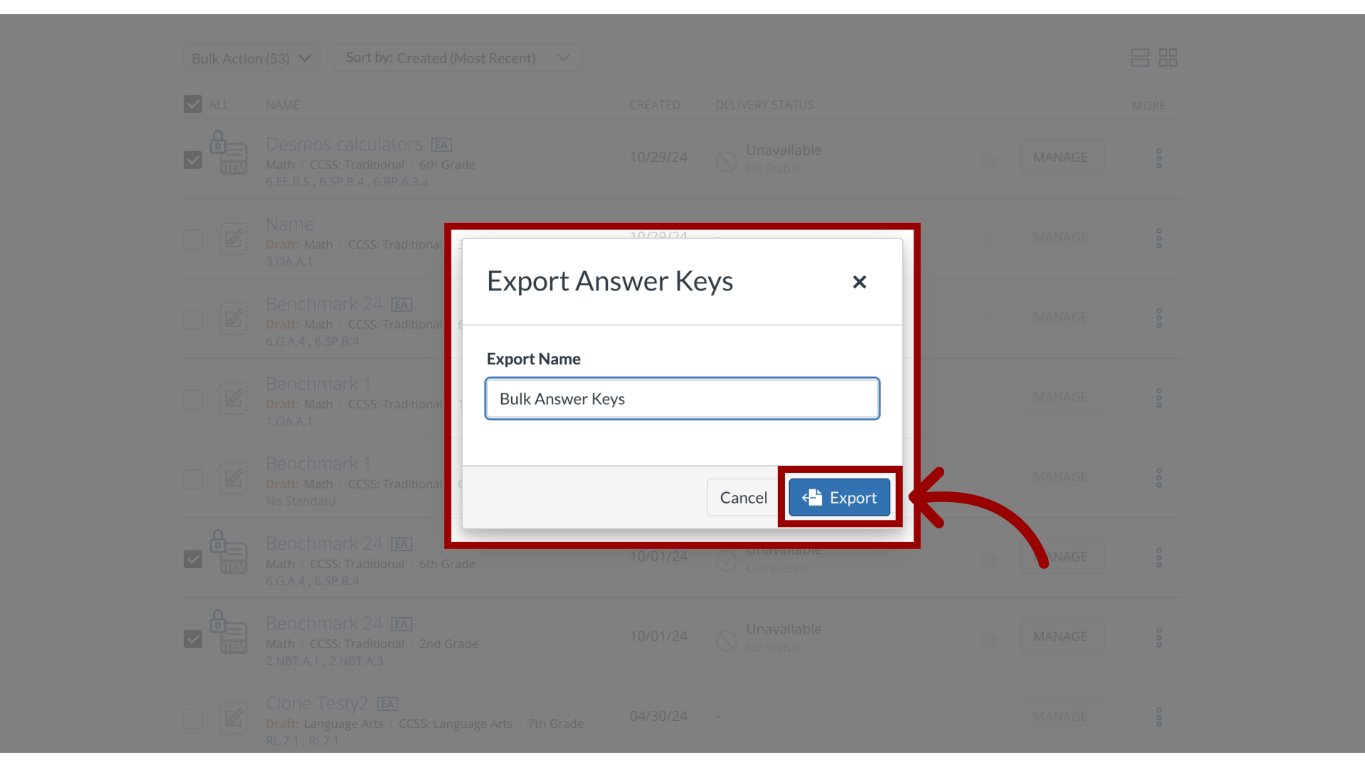 Export Name: Answer Keys