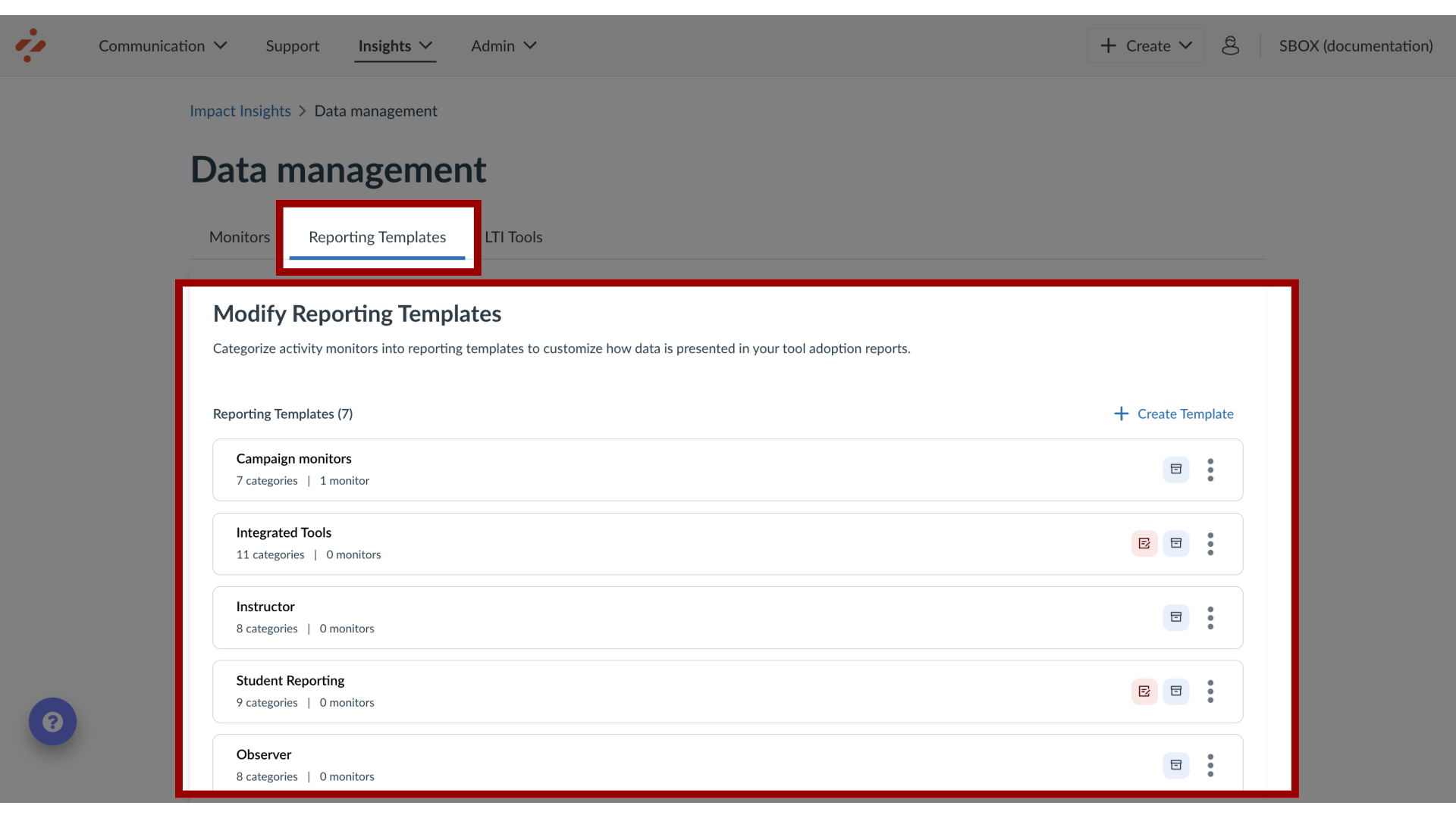 View Reporting Templates