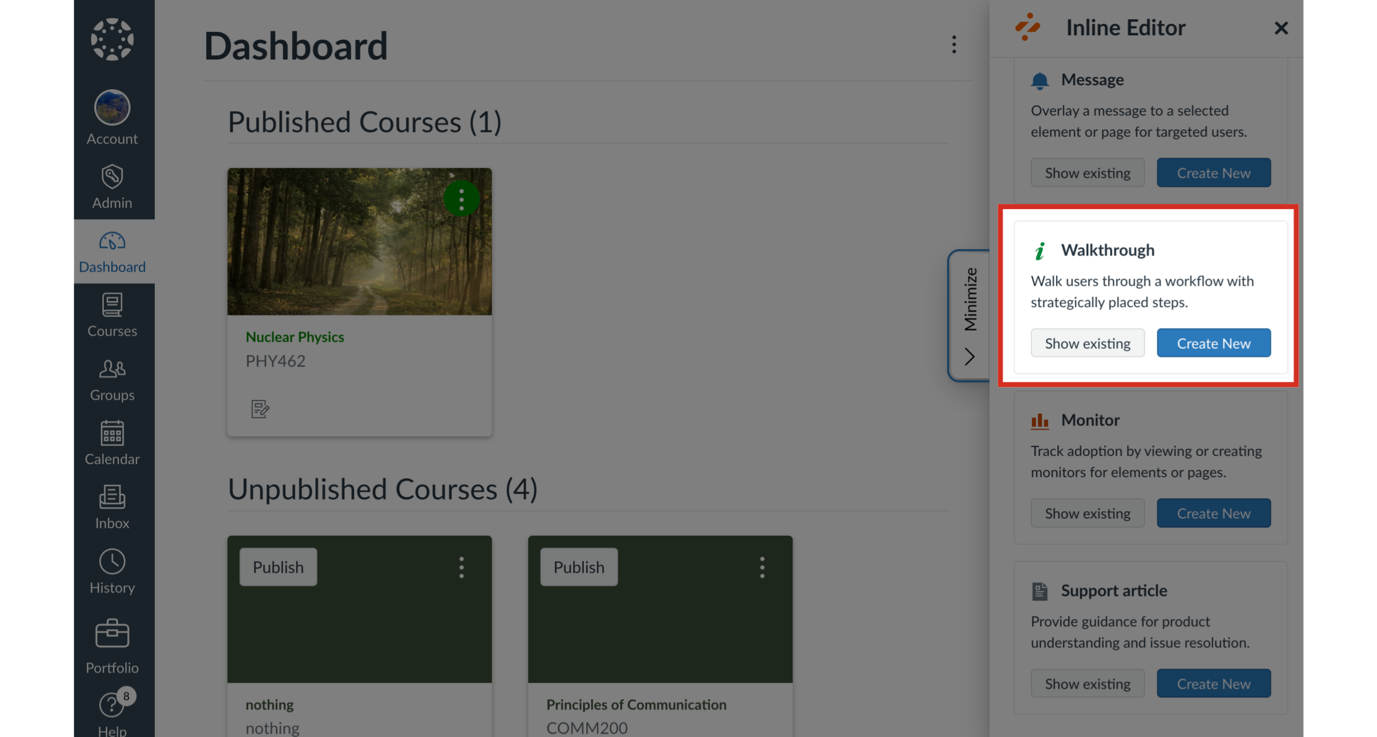 Open Existing Message, Monitor, or Support Article