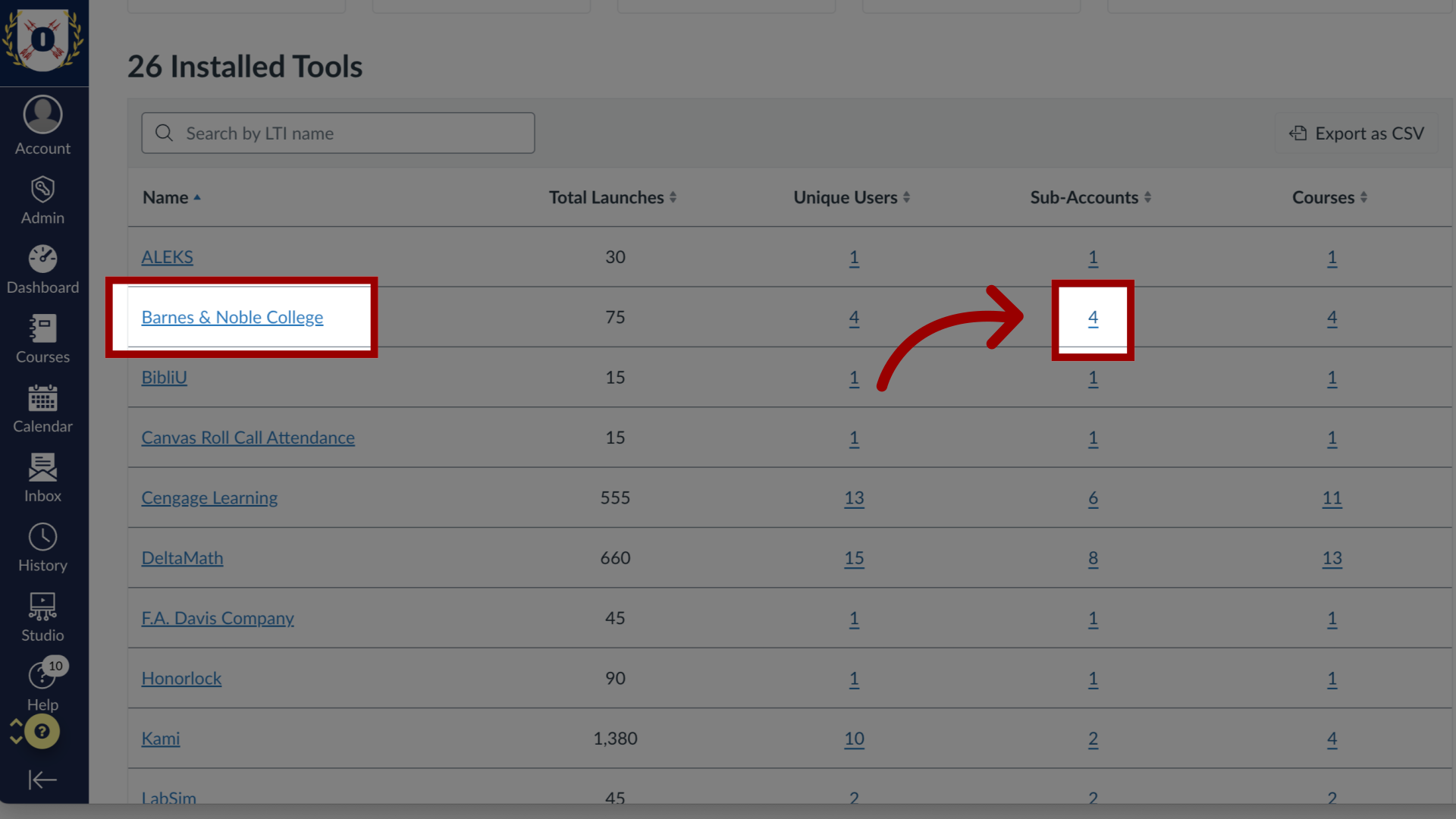 Open Sub-Accounts of Individual Tools