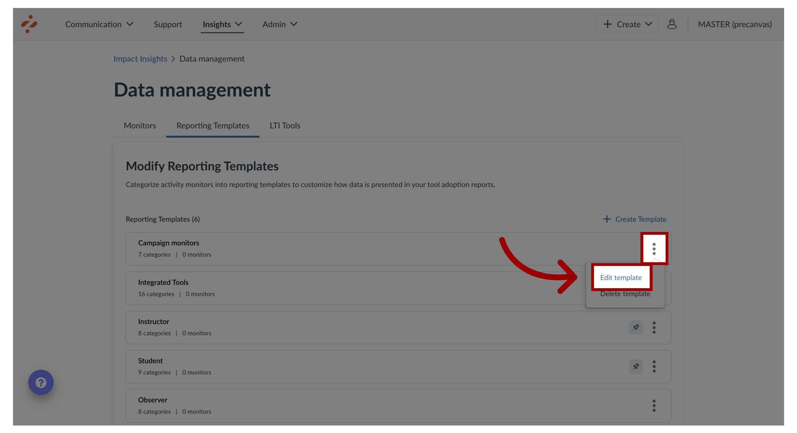 Open Edit Reporting Template