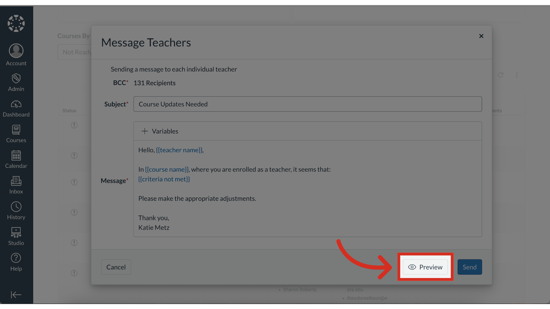 Open Message Preview