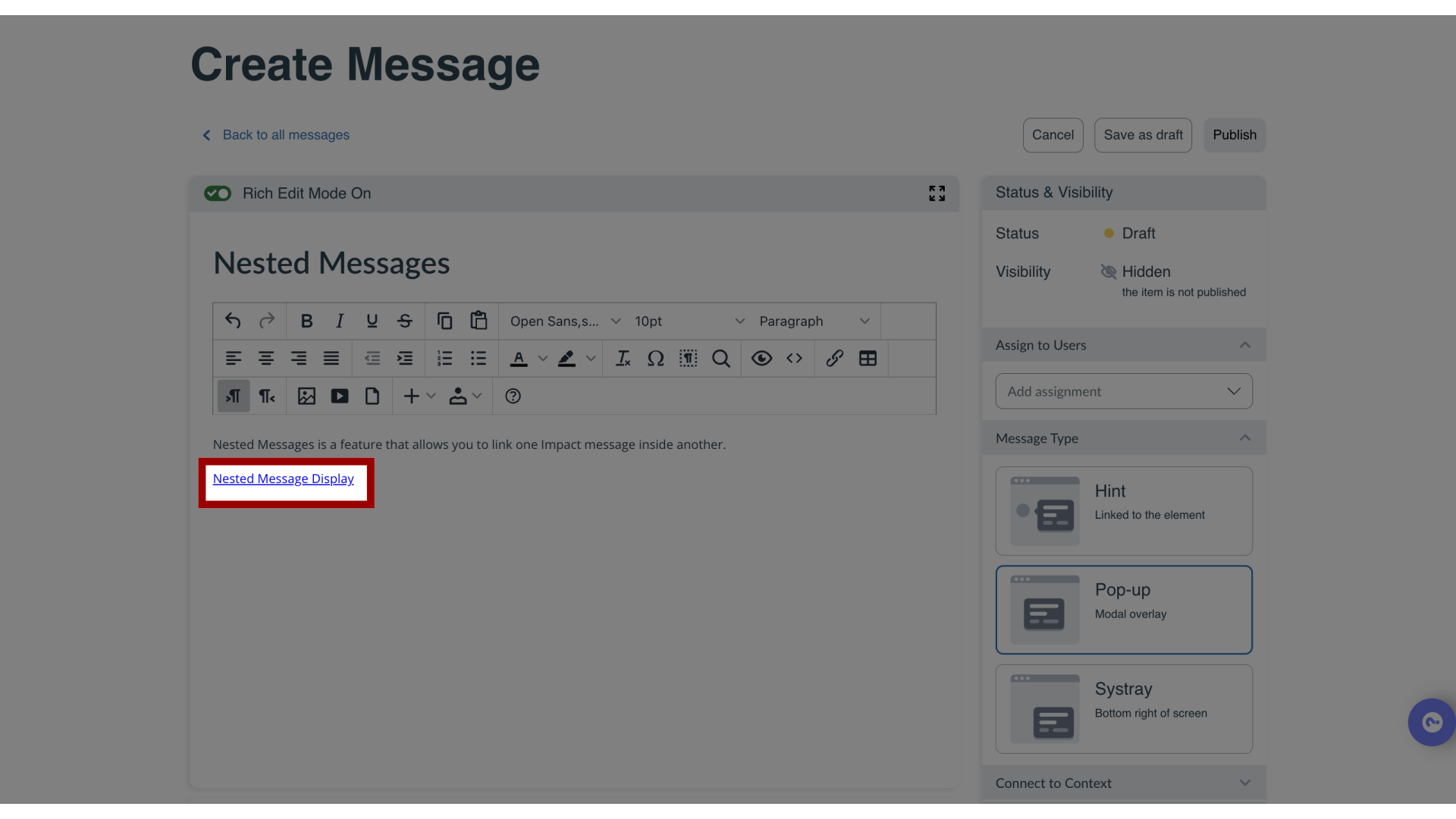 Nested Message Linked