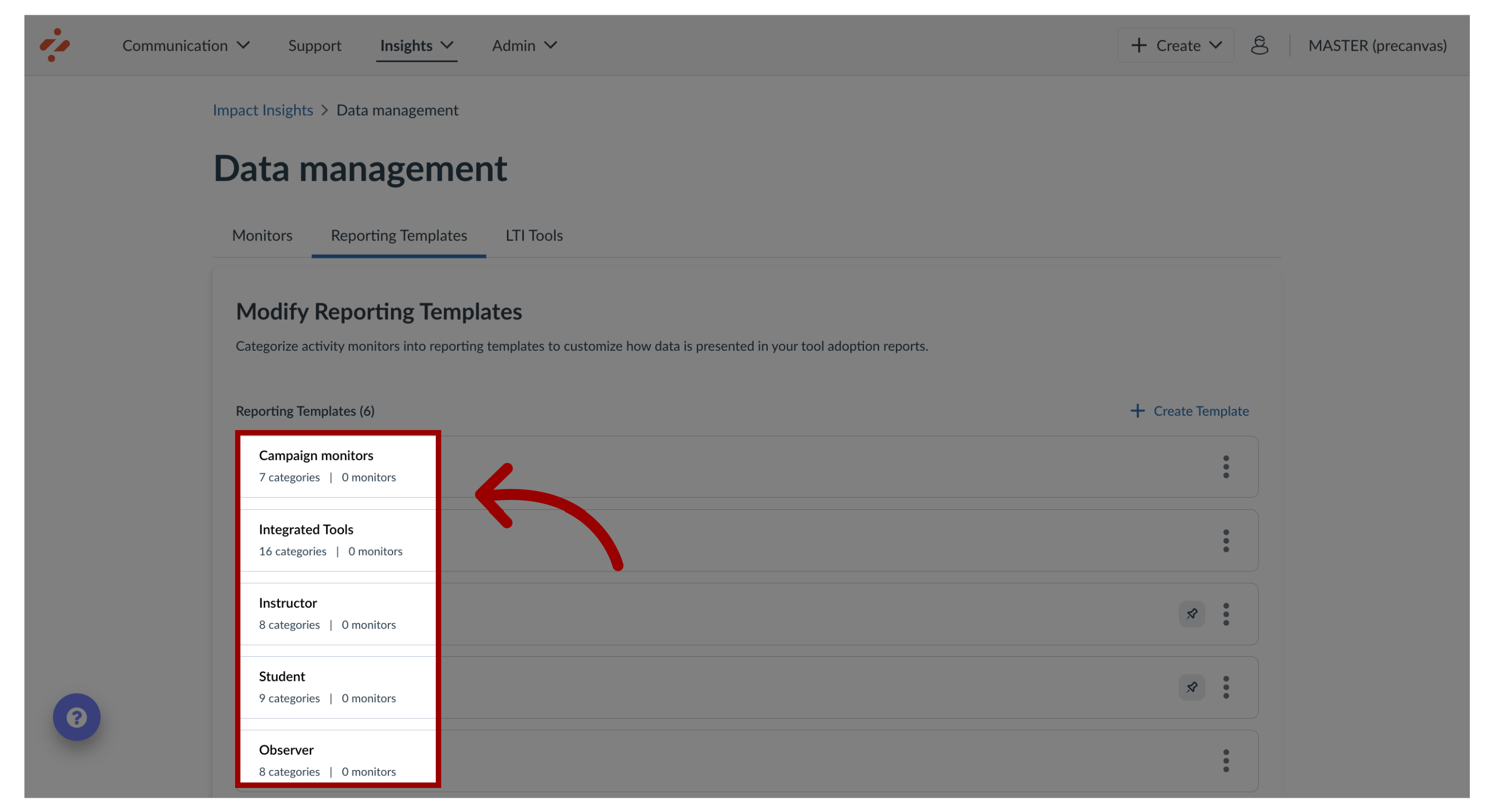 Open Reporting Template Monitors