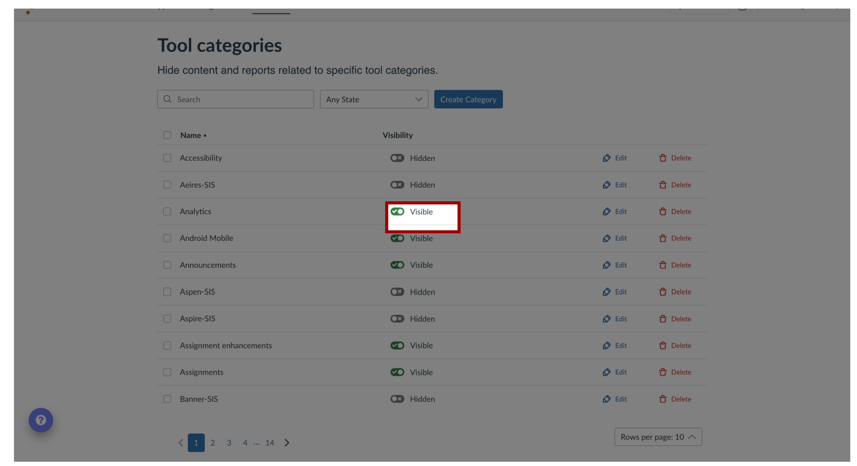 View Tool Categories Visibility