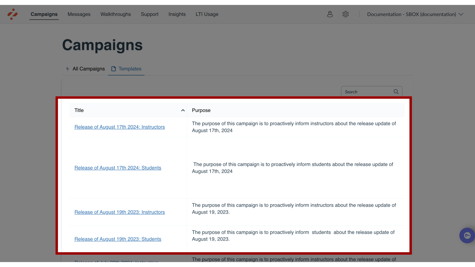 Select Campaign Template