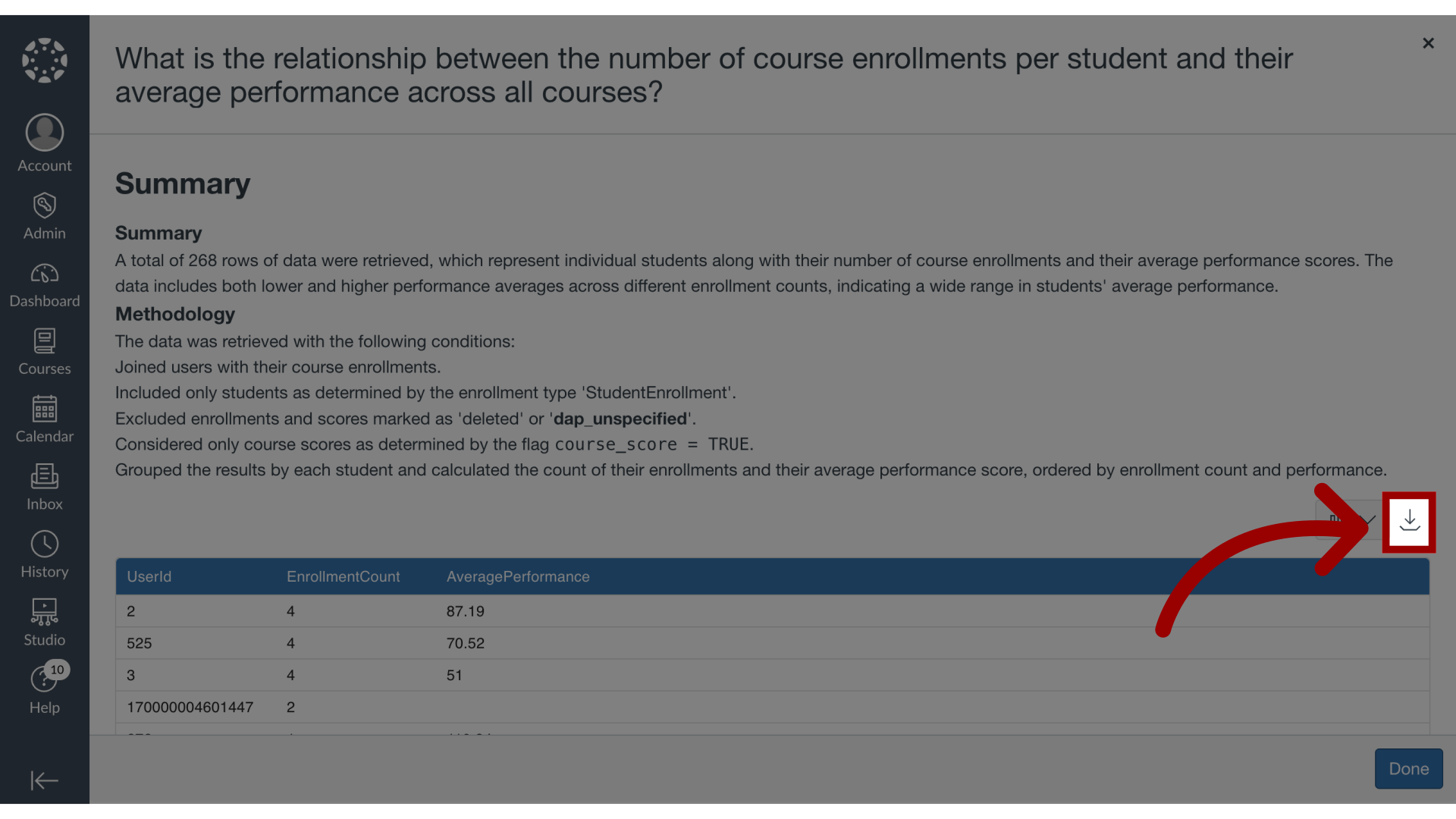 Download Data as CSV