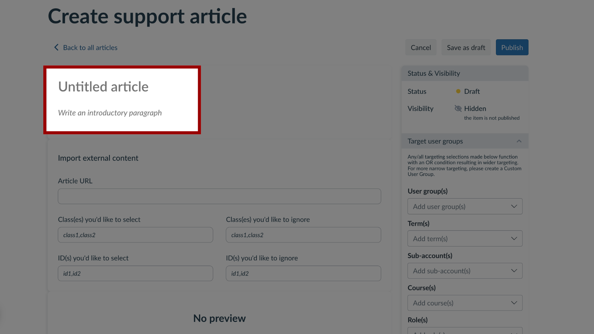 Create Support Article