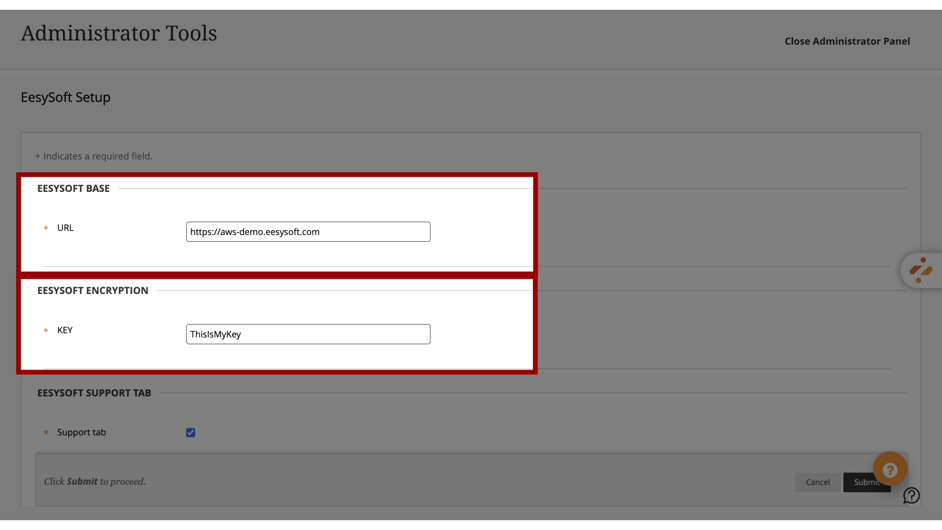 Enter Base URL and Key