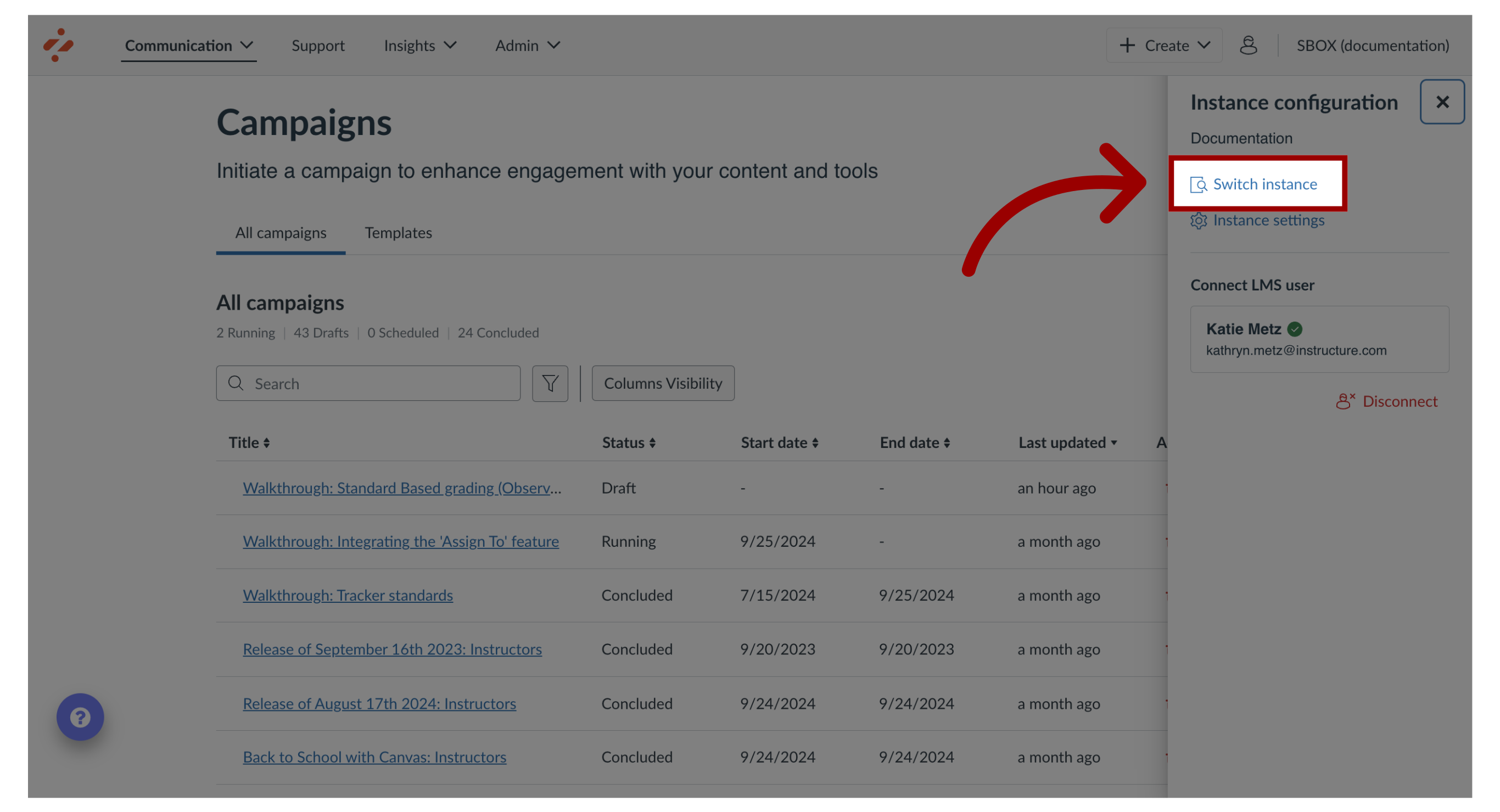 Open Instance Options