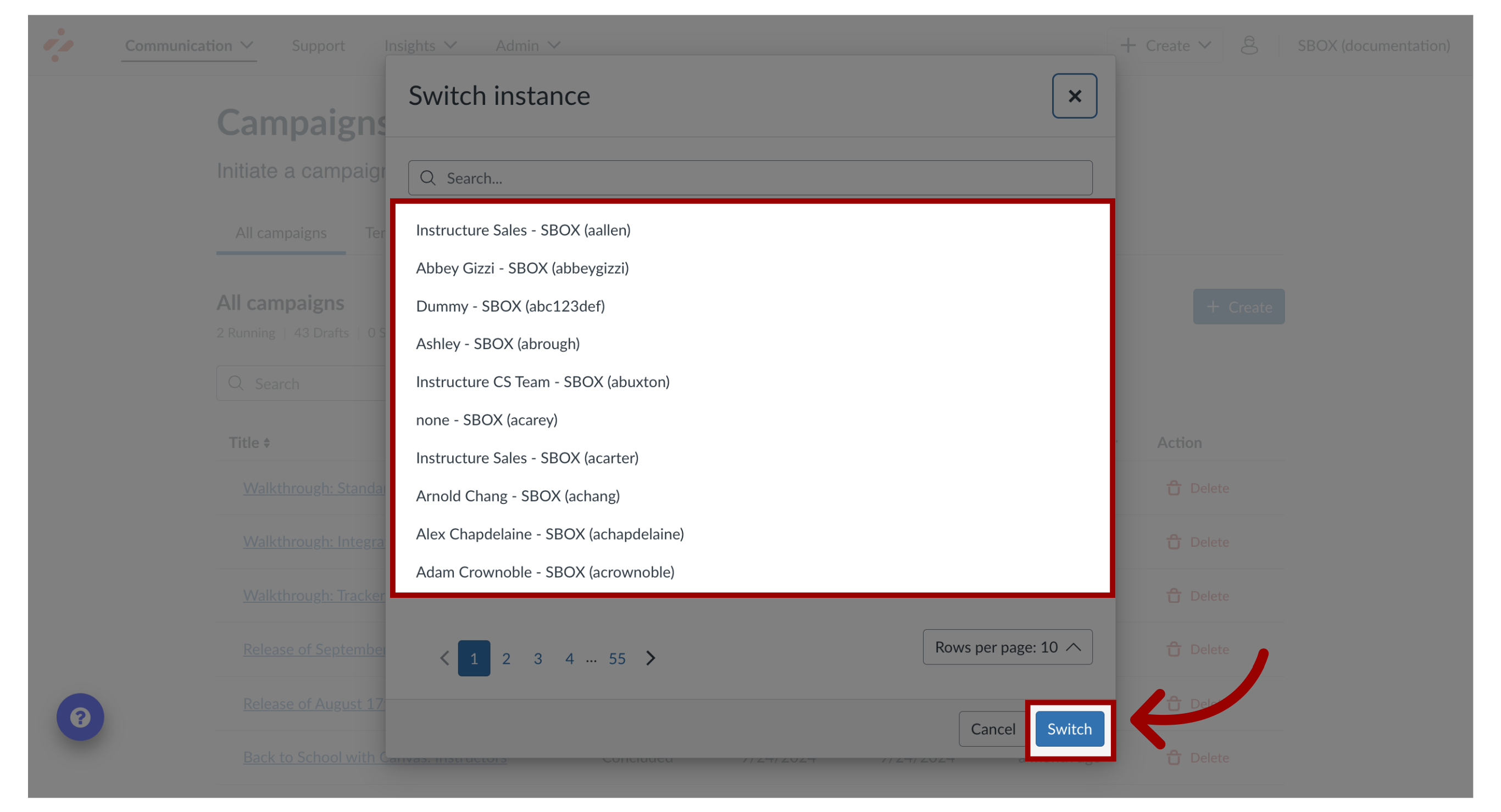 Switch Impact Instance