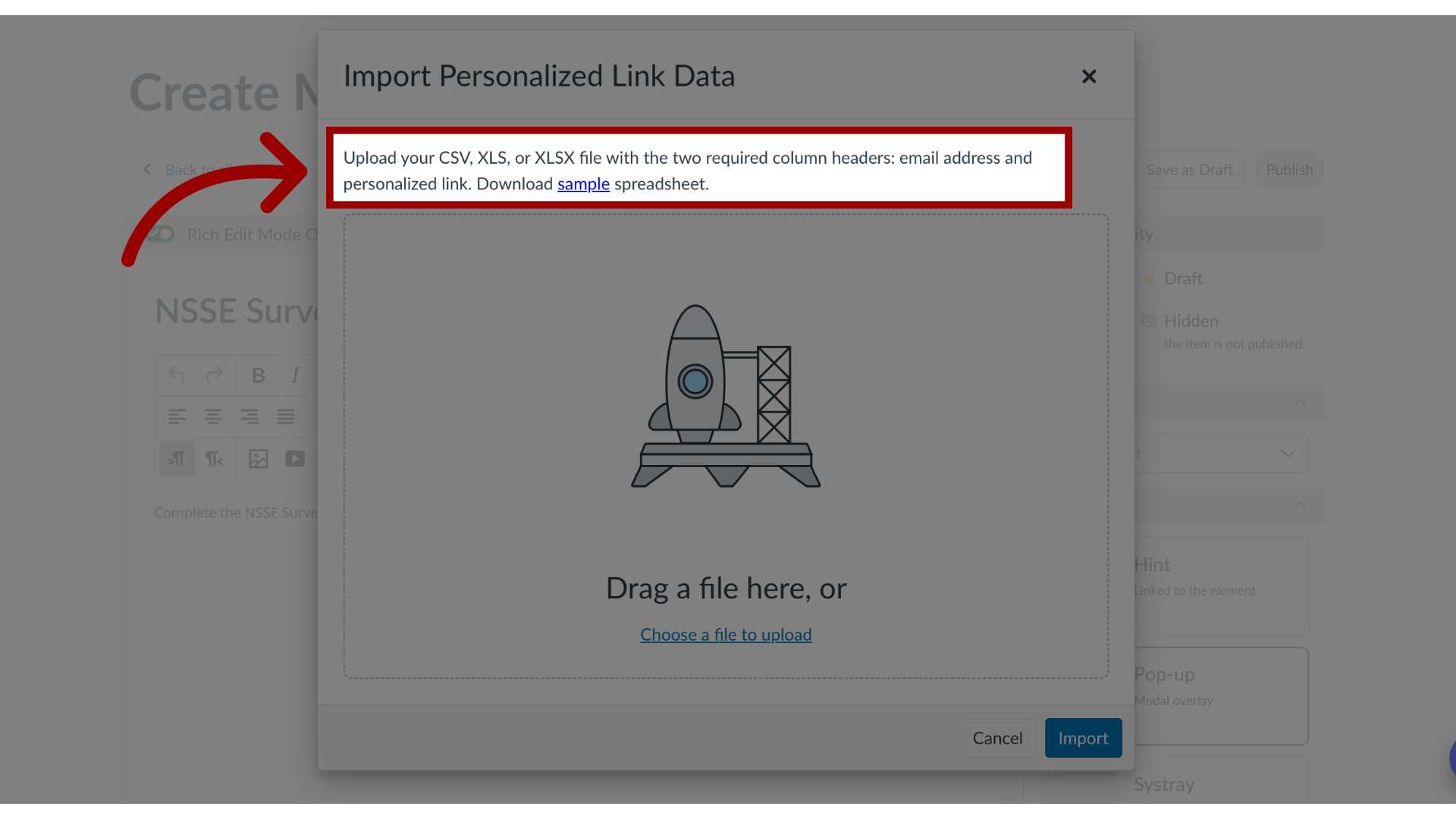 Import Personalized Link File