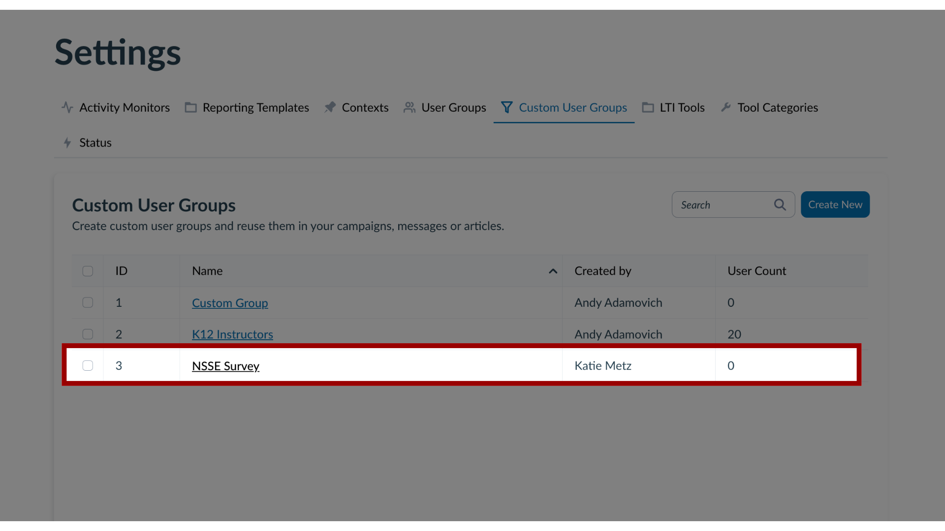 Custom User Groups