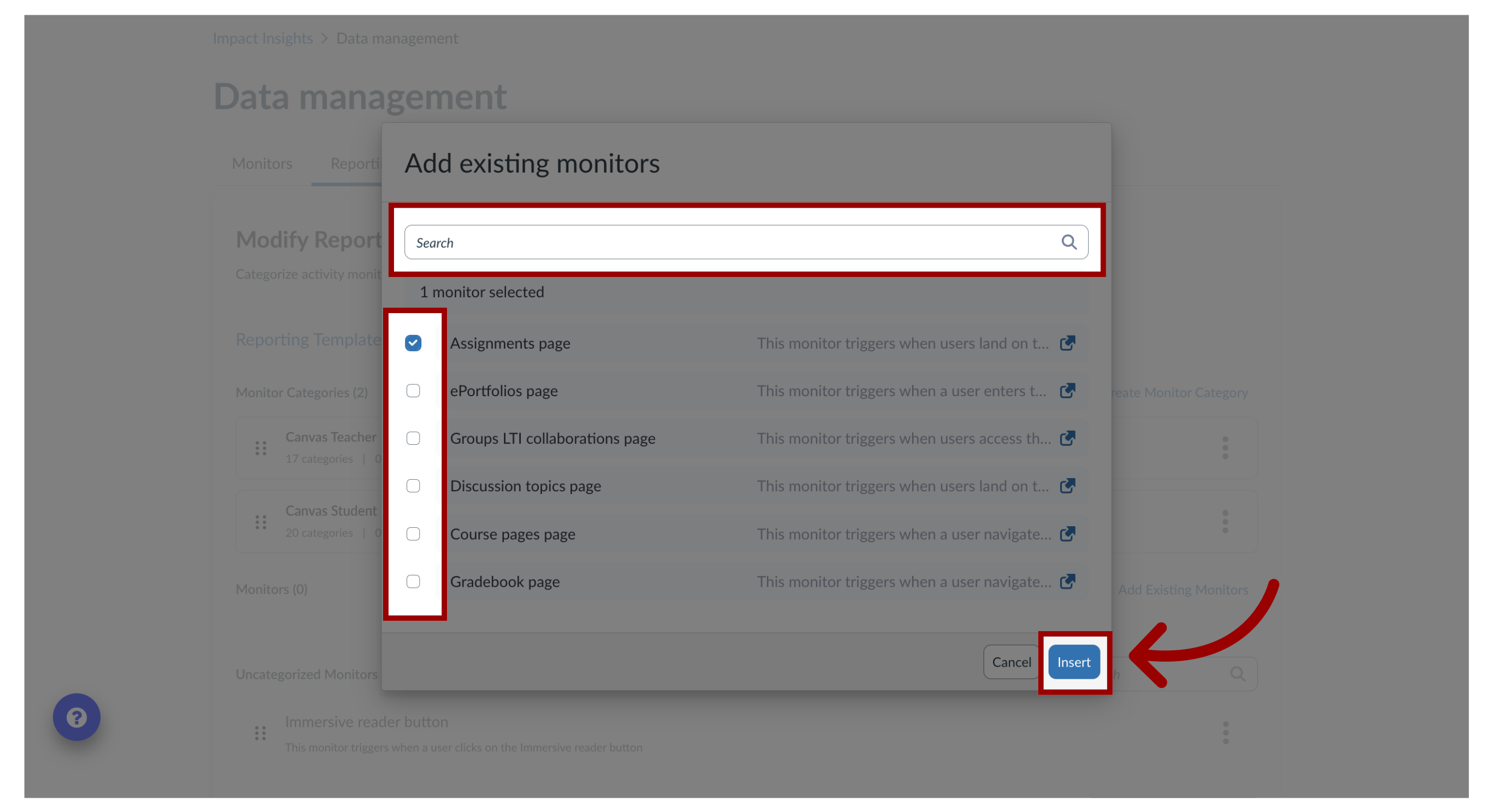 Create Existing Monitor