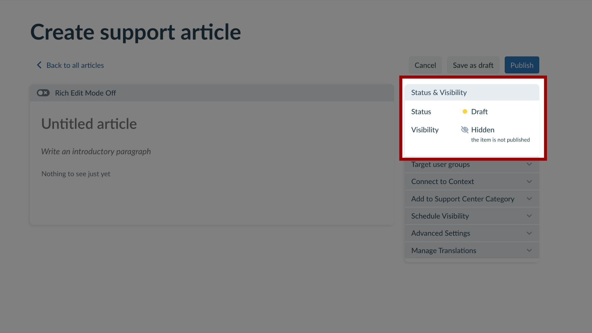 Article Status and Visibility