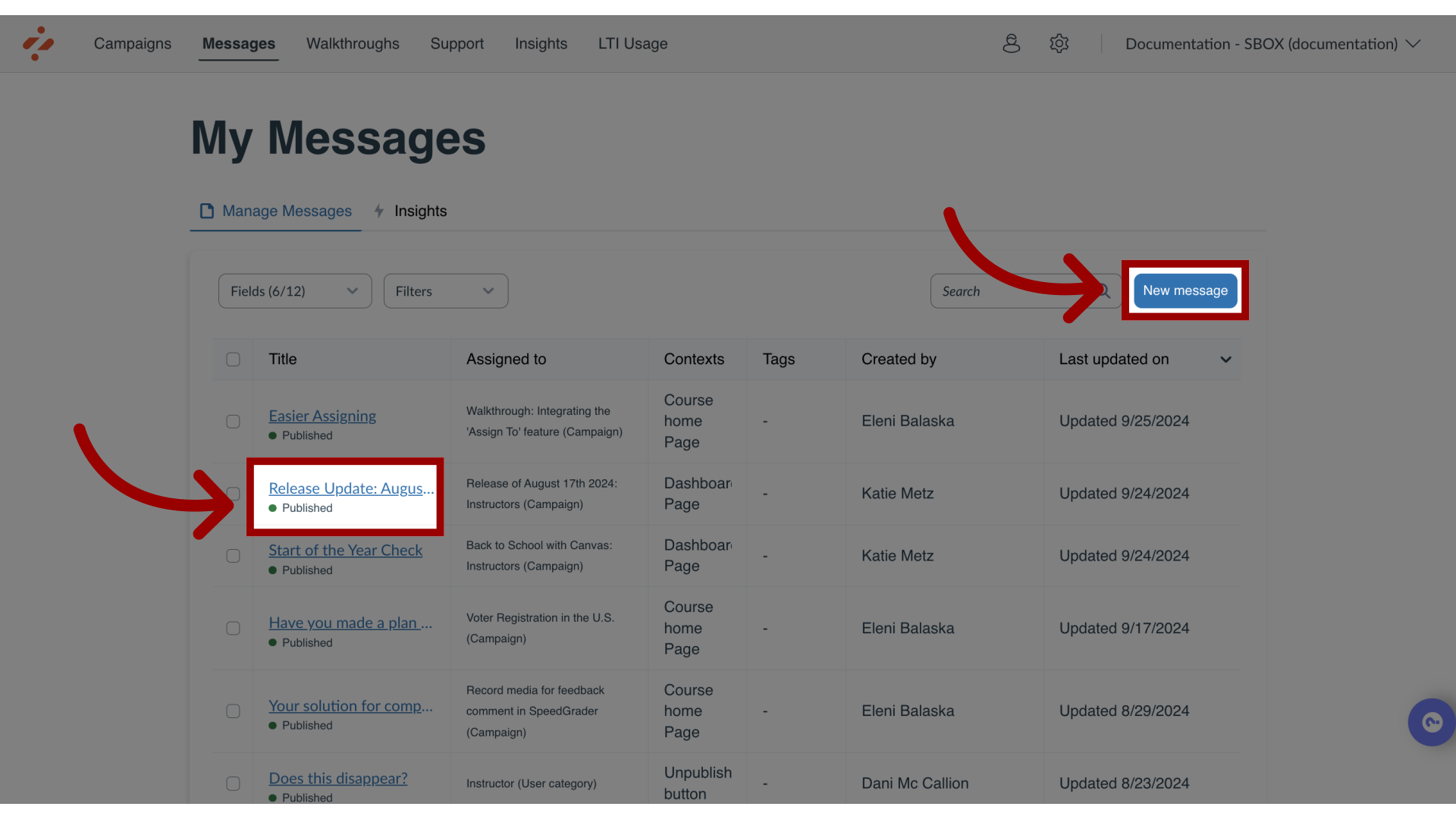 Manage Messages