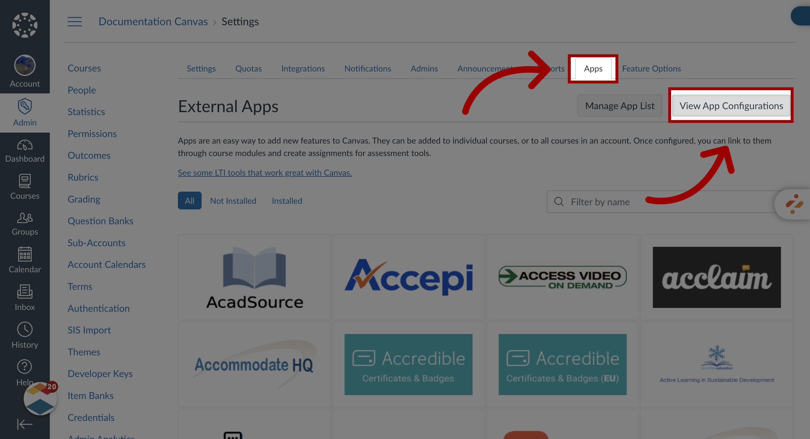 View App Configurations