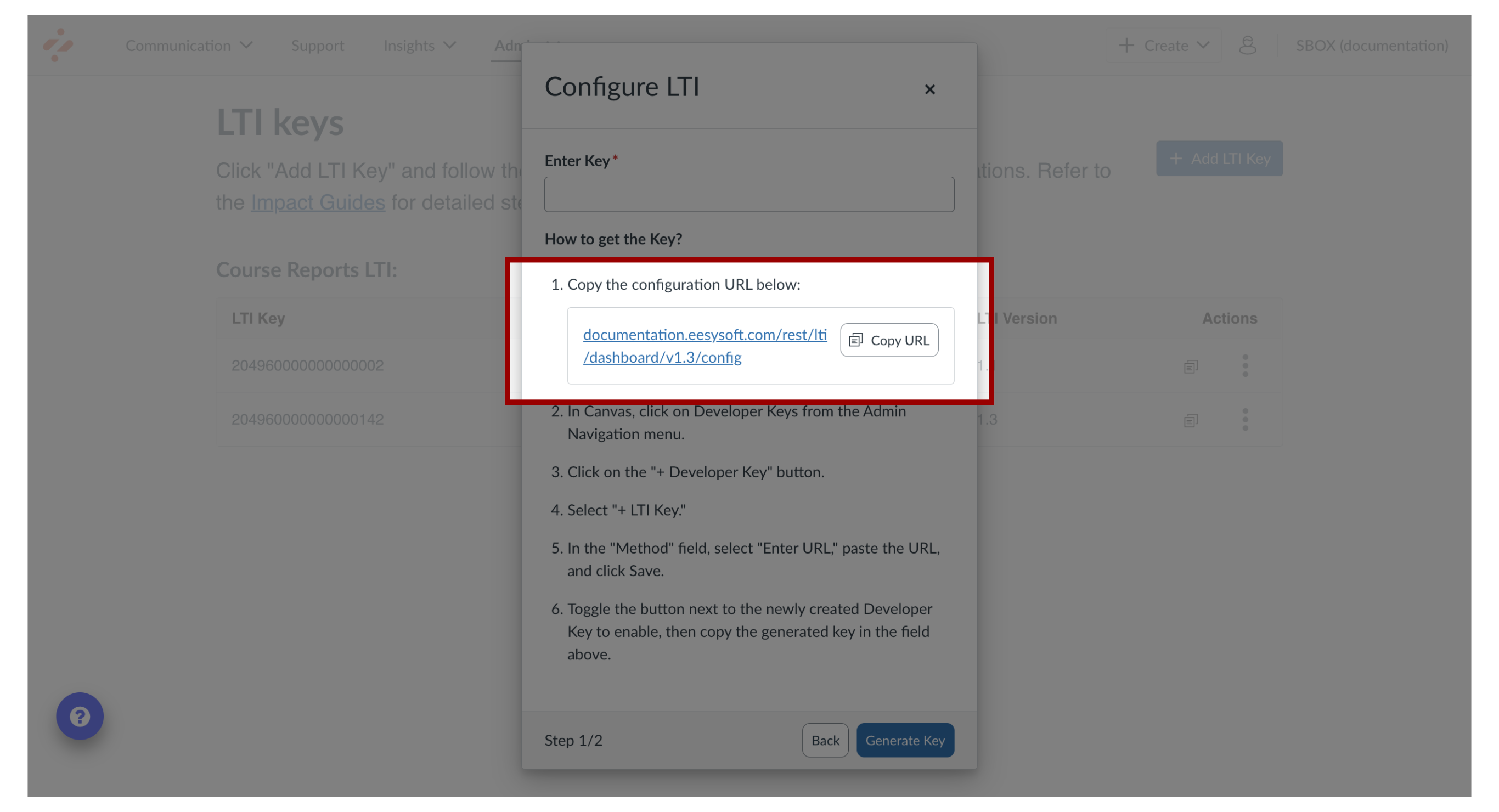 Copy Configuration URL