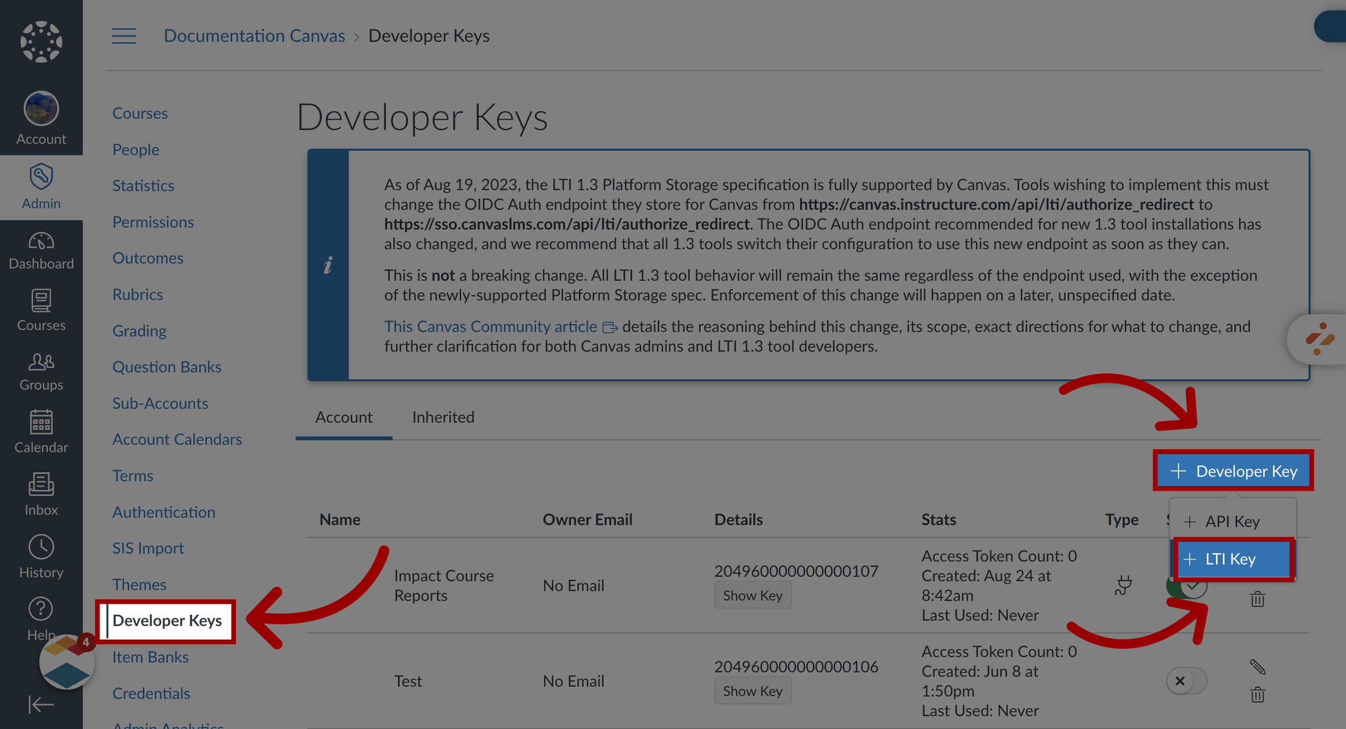 Add Developer Key